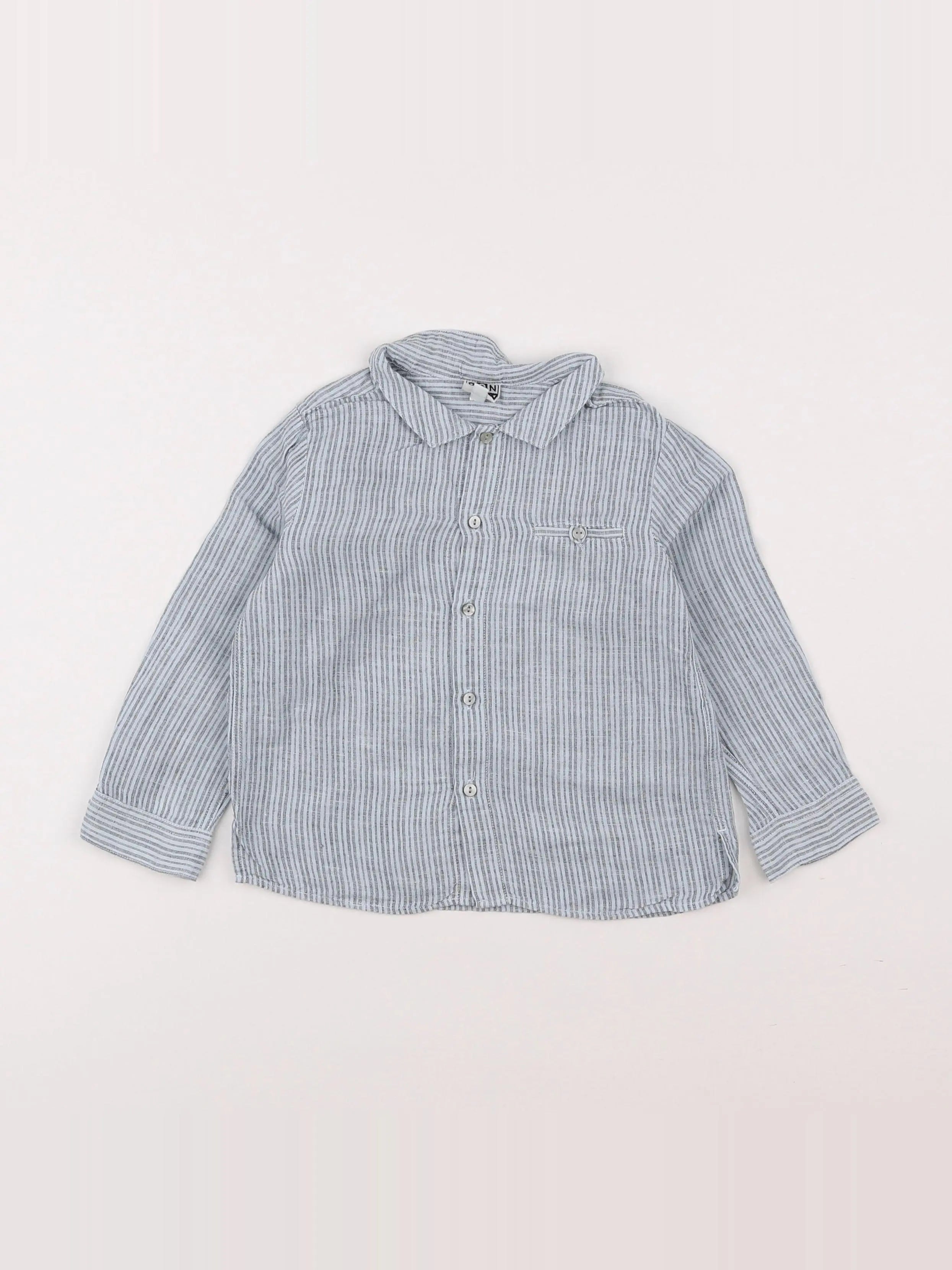 Bonton - chemise beige, gris - 2 ans