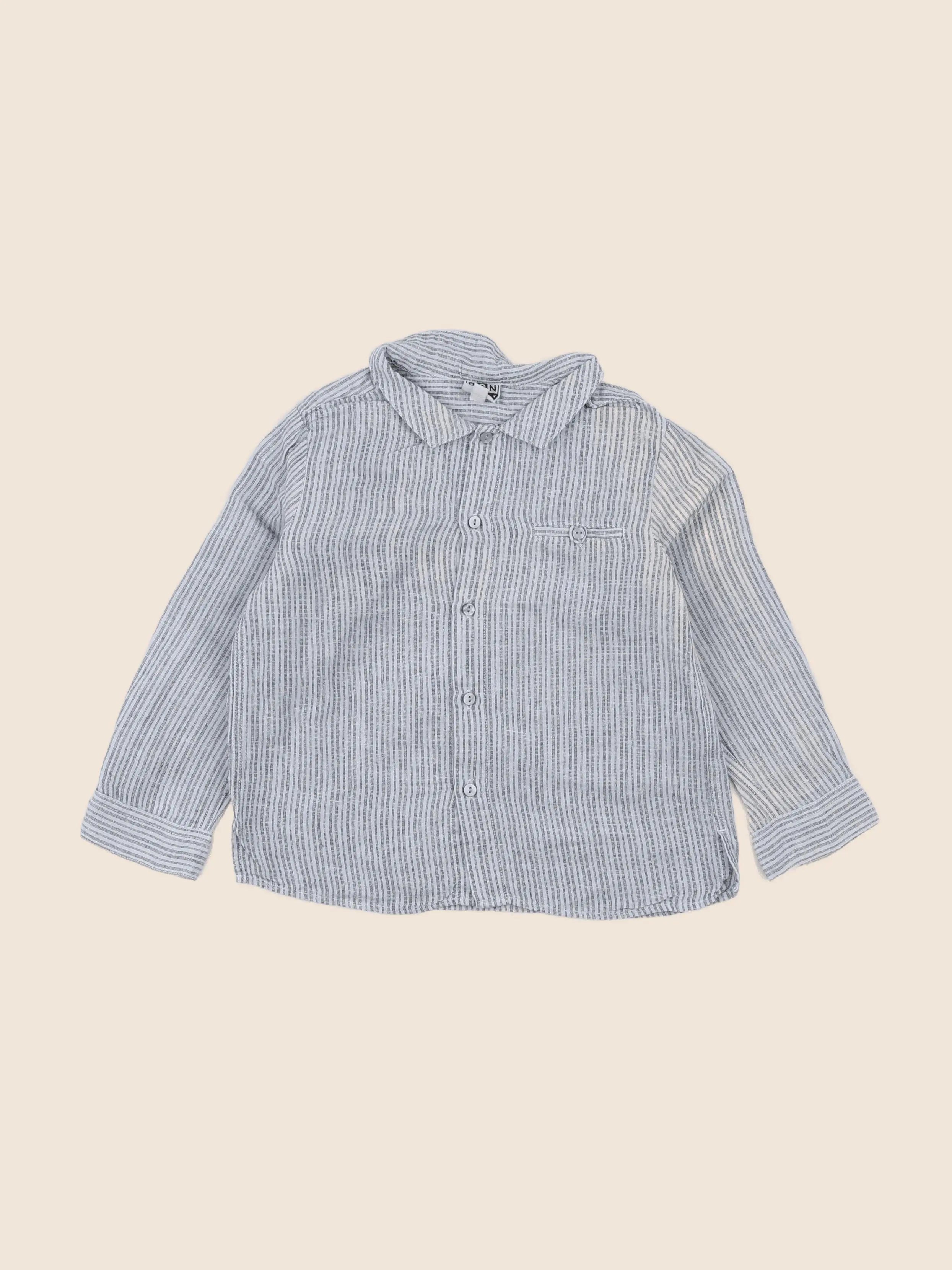 Bonton - chemise beige, gris - 2 ans