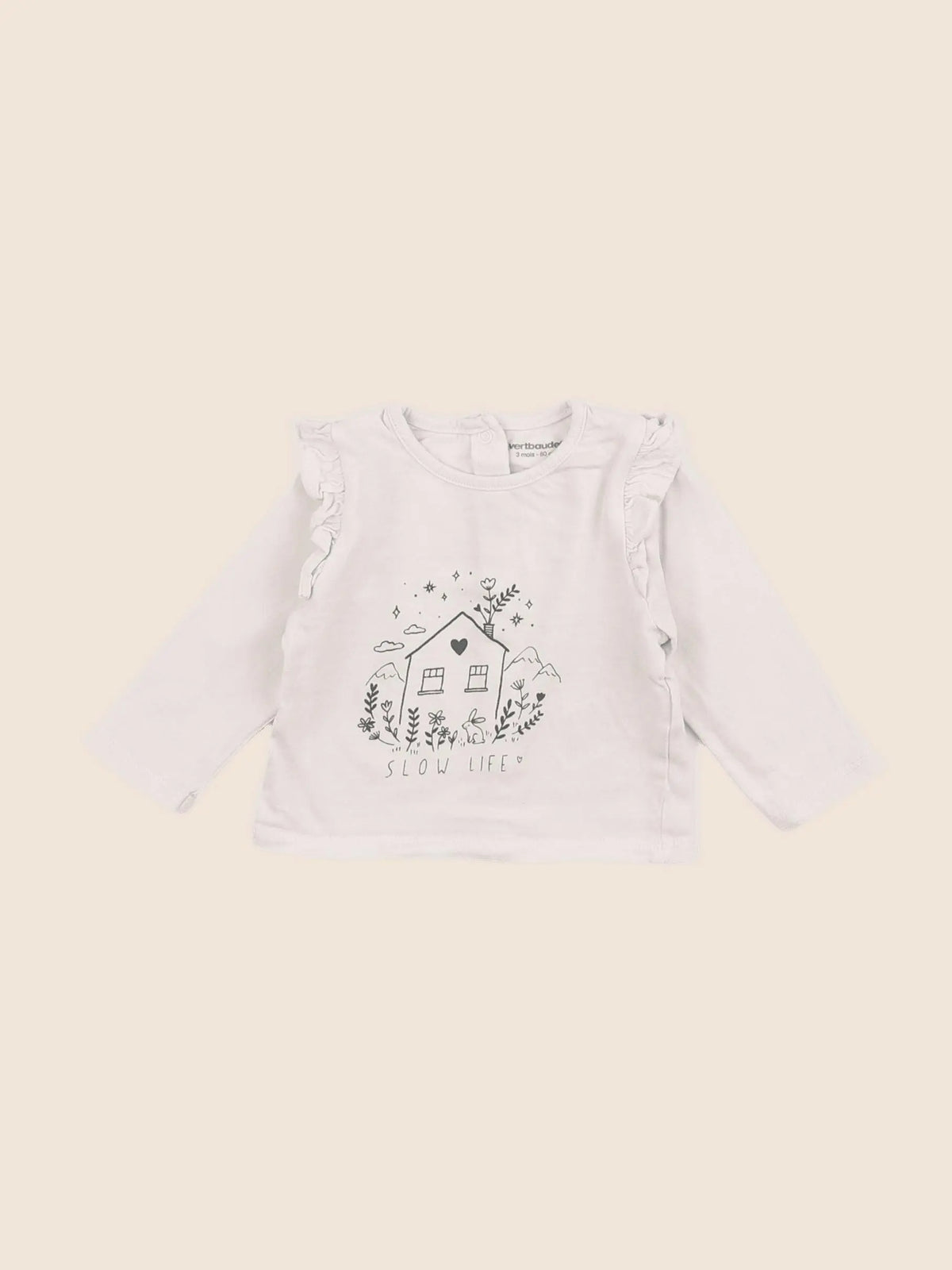 Vertbaudet - tee-shirt beige - 3 mois