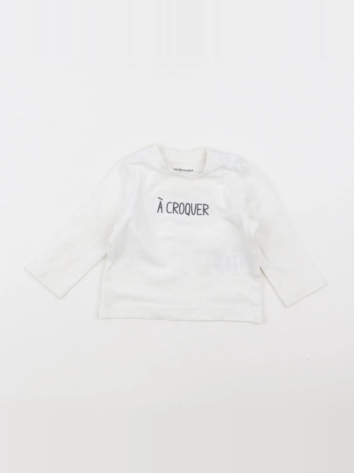 Vertbaudet - tee-shirt velours blanc - 6 mois