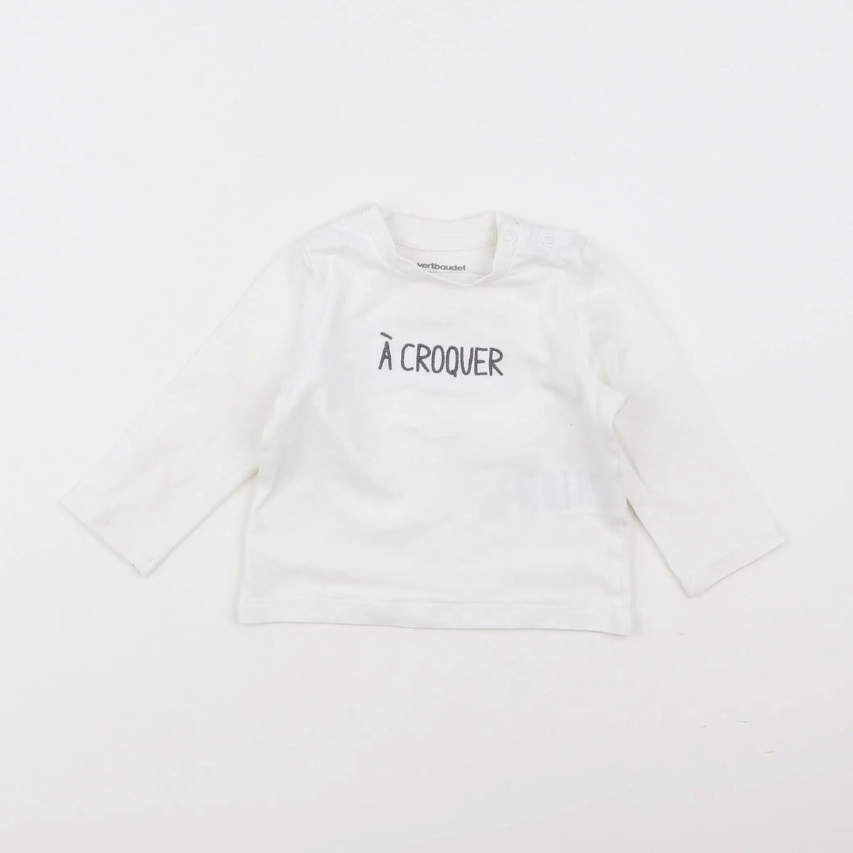 Vertbaudet - tee-shirt velours blanc - 6 mois