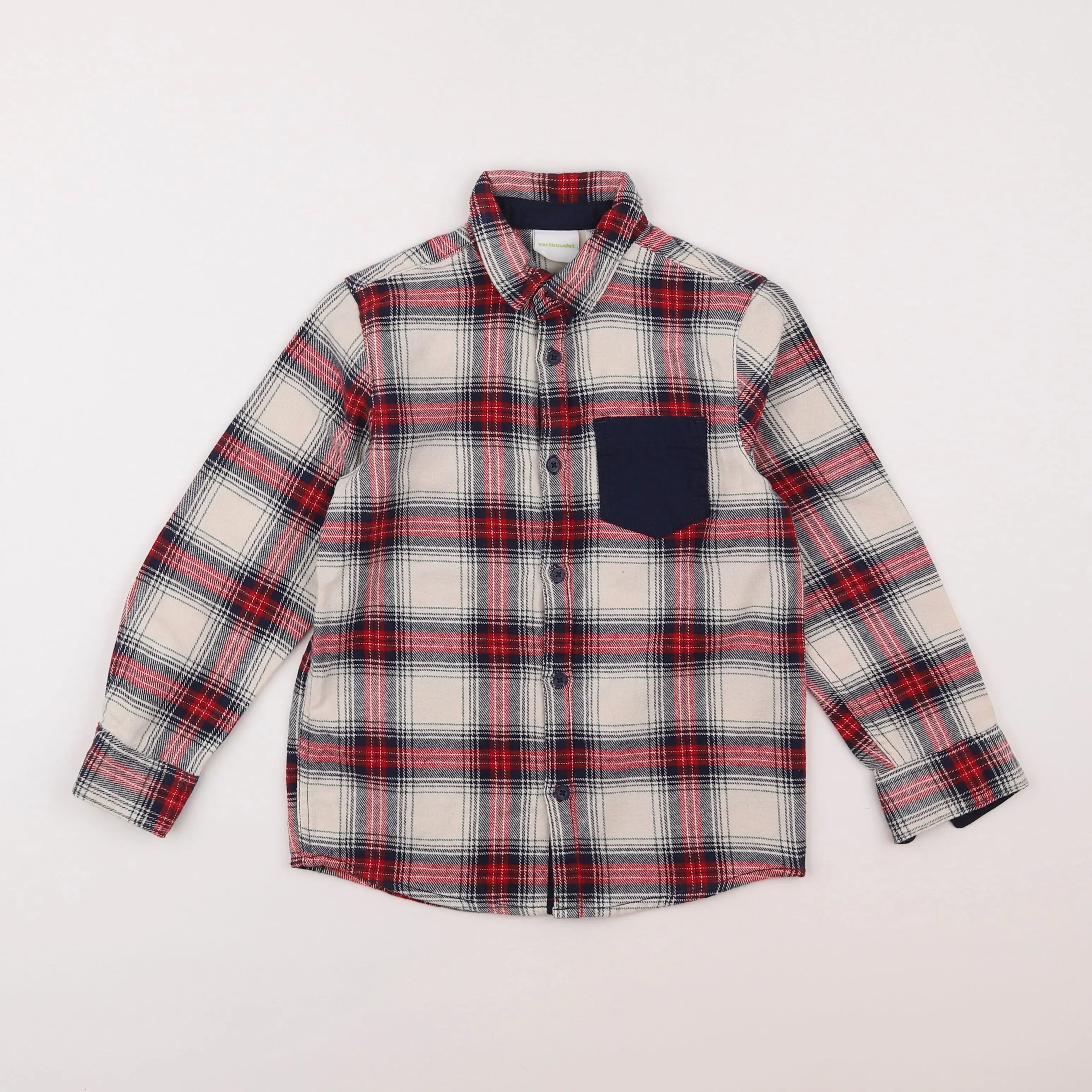 Vertbaudet - chemise rouge - 8 ans