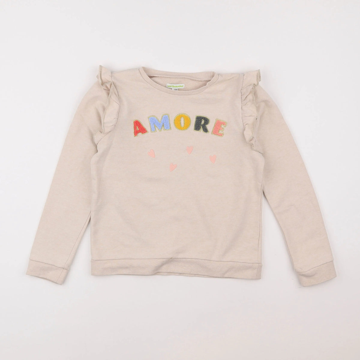 Vertbaudet - sweat beige - 10 ans