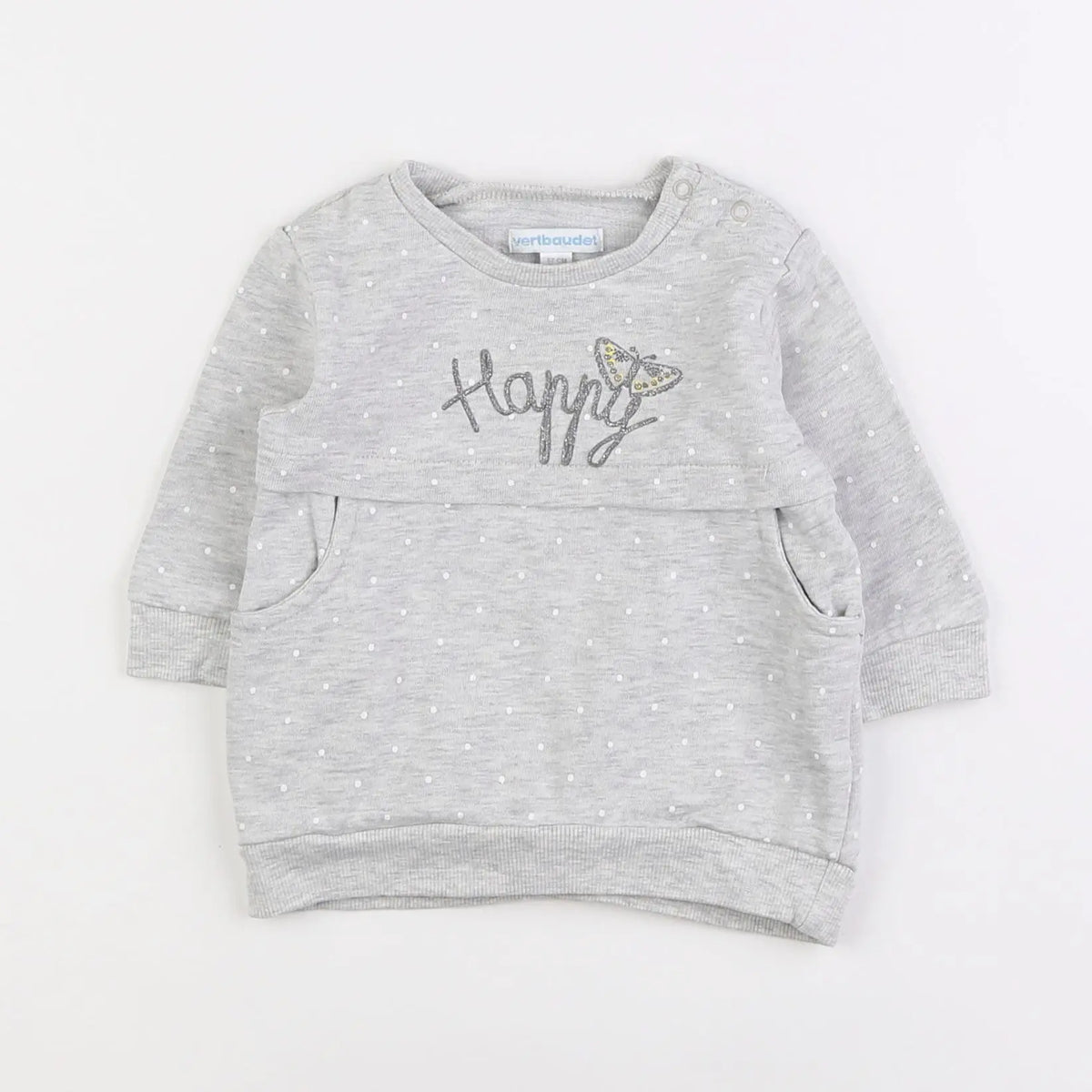 Vertbaudet - sweat gris - 6 mois