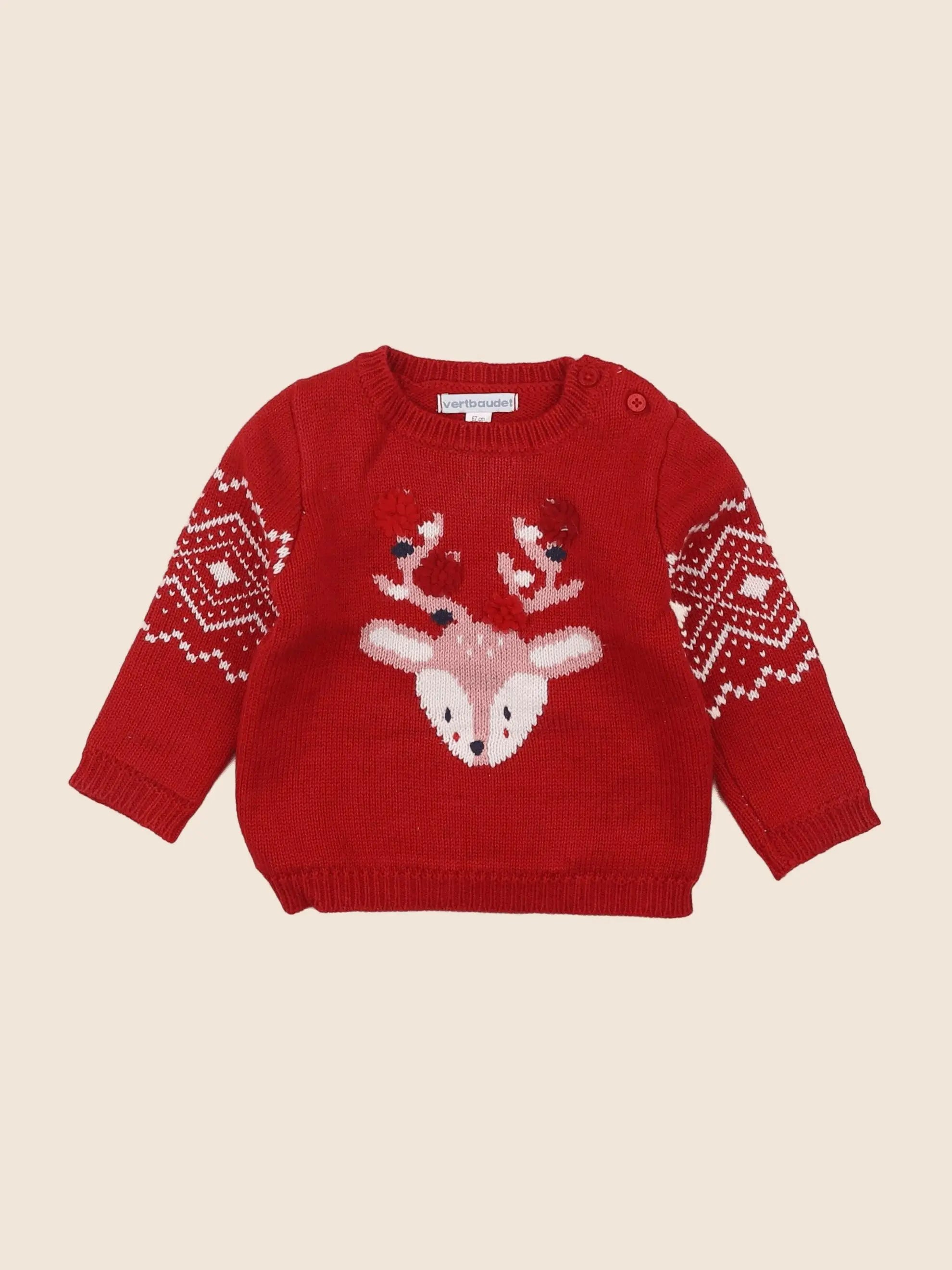 Vertbaudet - pull rouge - 6 mois