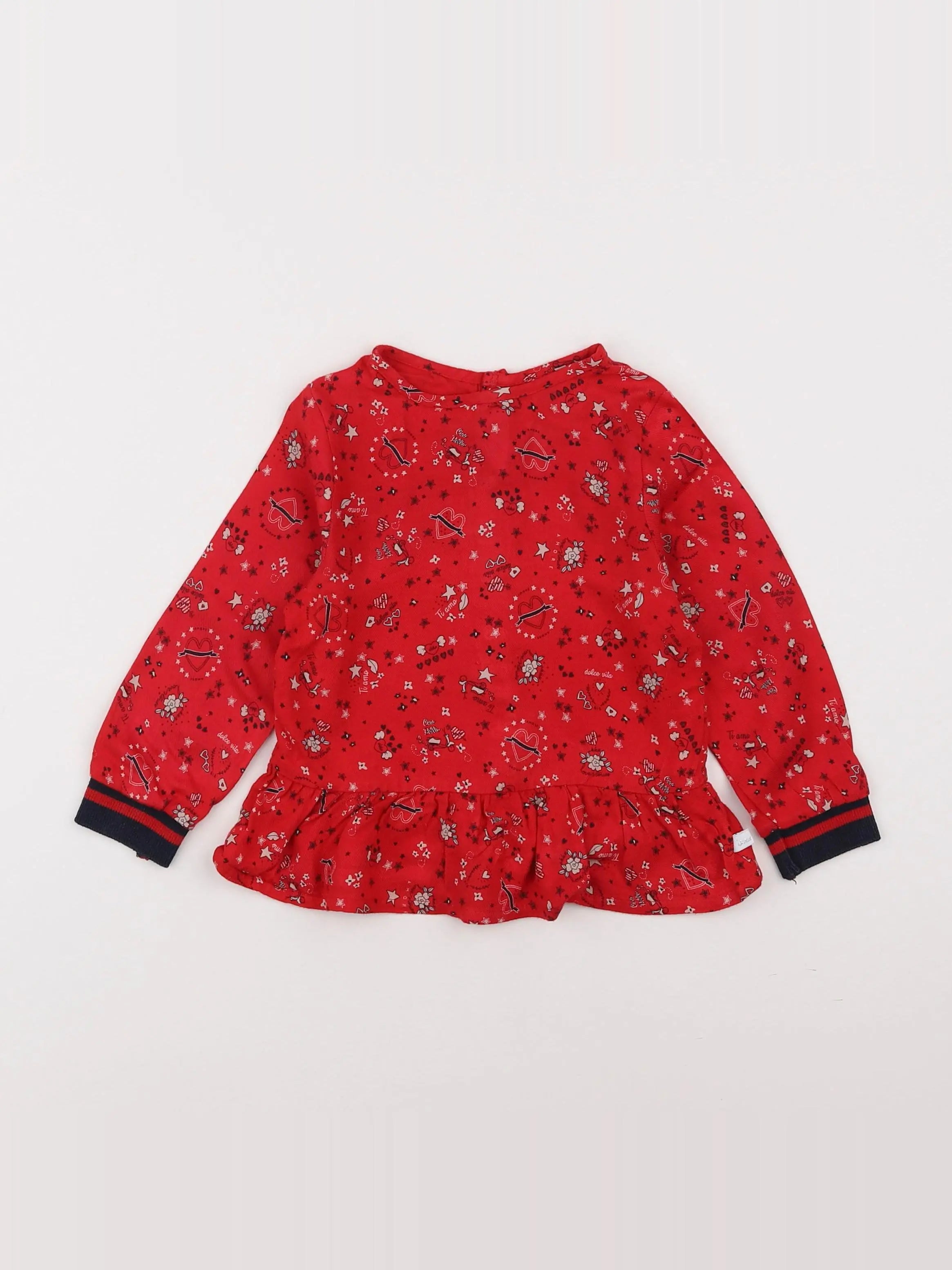 IKKS - blouse rouge - 2 ans