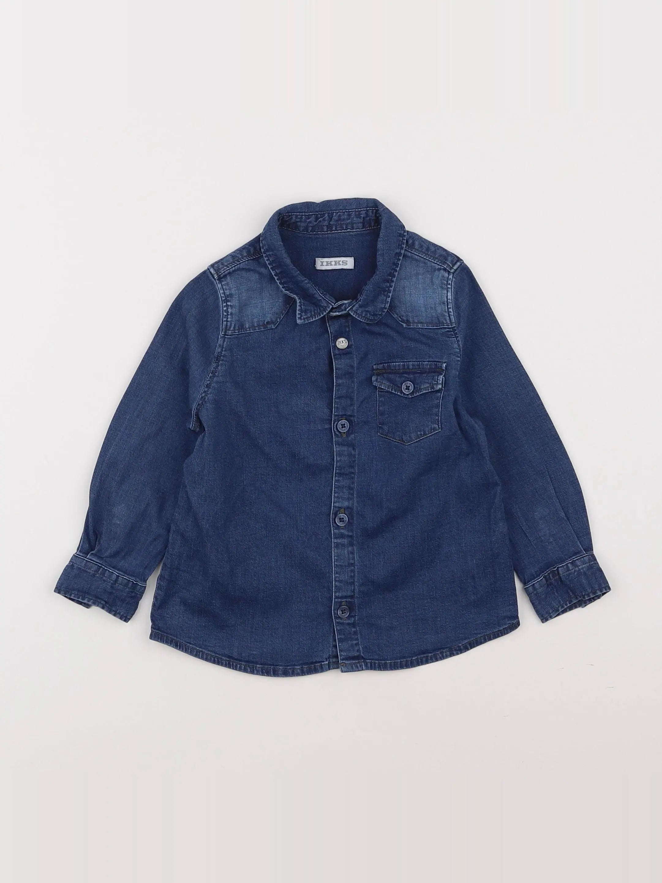 IKKS - chemise imprimé au dos bleu - 18 mois