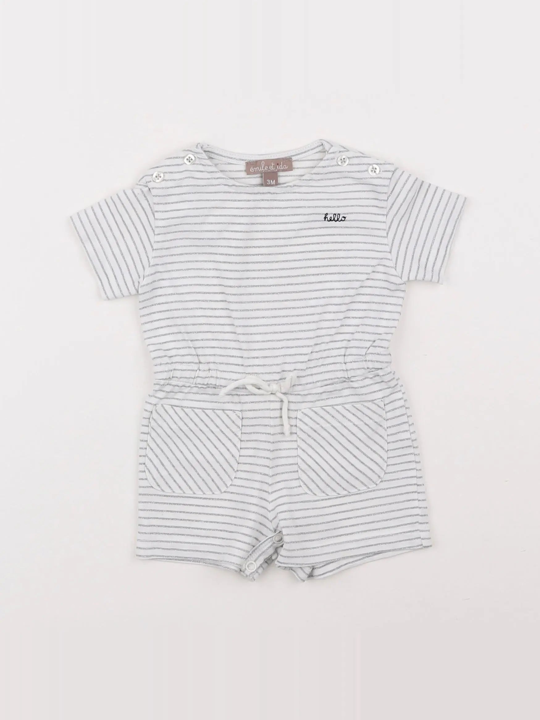 Emile et Ida - combinaison blanc - 3 mois