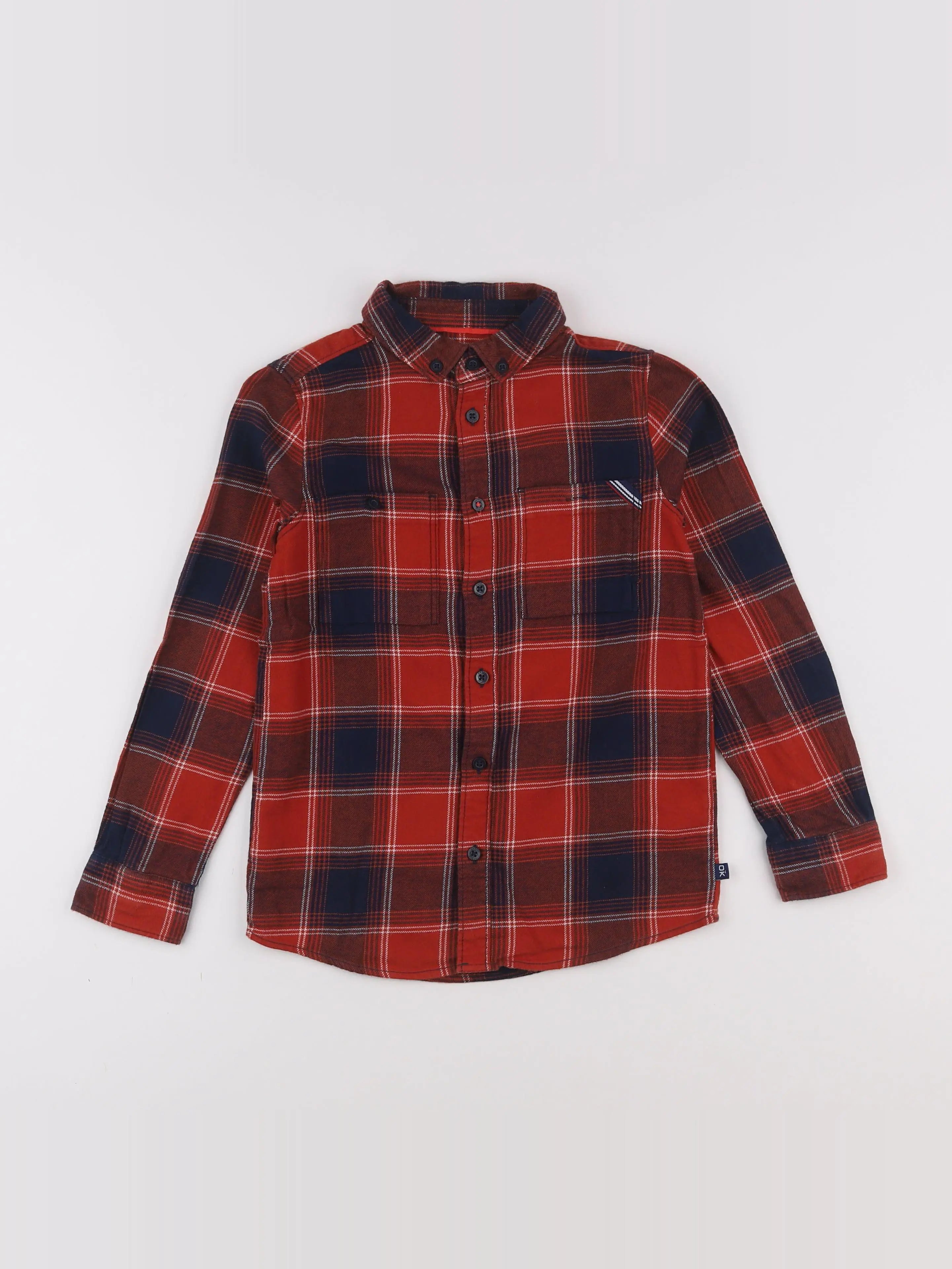 Okaidi - chemise blanc, rouge - 8 ans