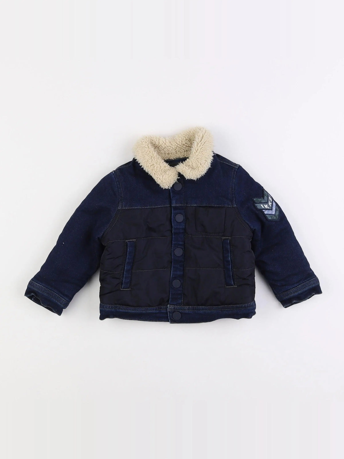 IKKS - veste doublé, imprimé au dos bleu - 18 mois