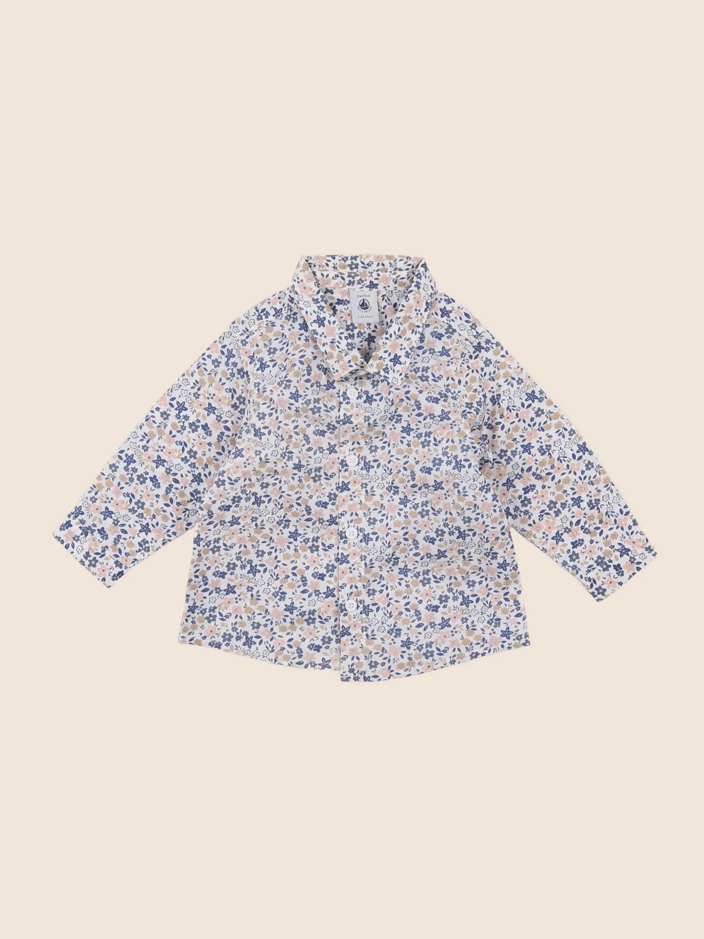 Petit Bateau - chemise bleu - 12 mois