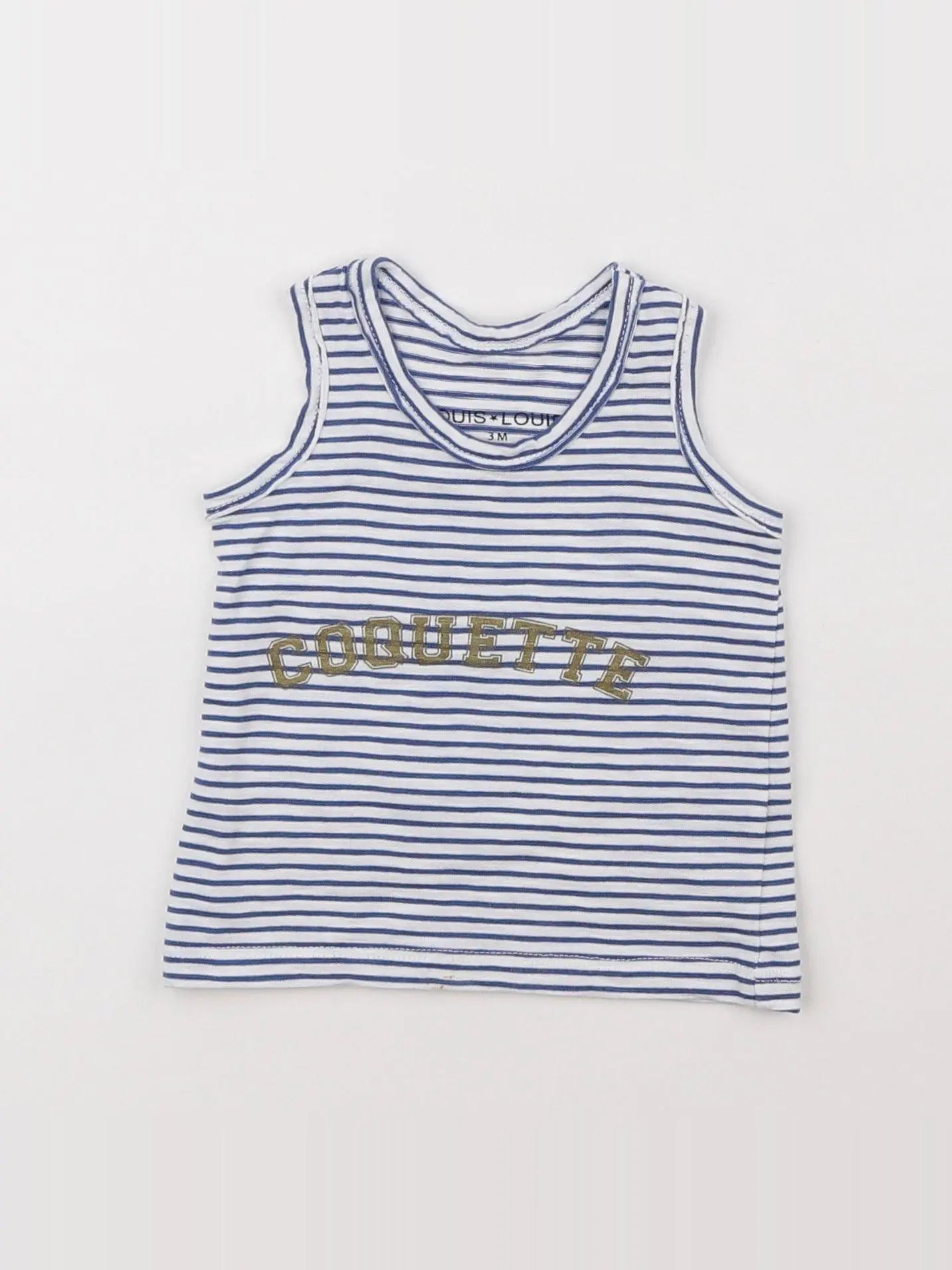 Louis Louise - débardeur blanc, bleu - 3 mois