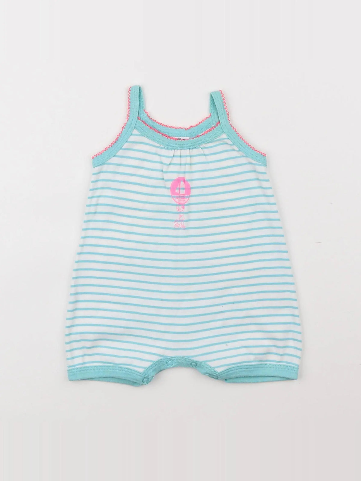 Petit Bateau - pyjama coton blanc, bleu - 3 mois