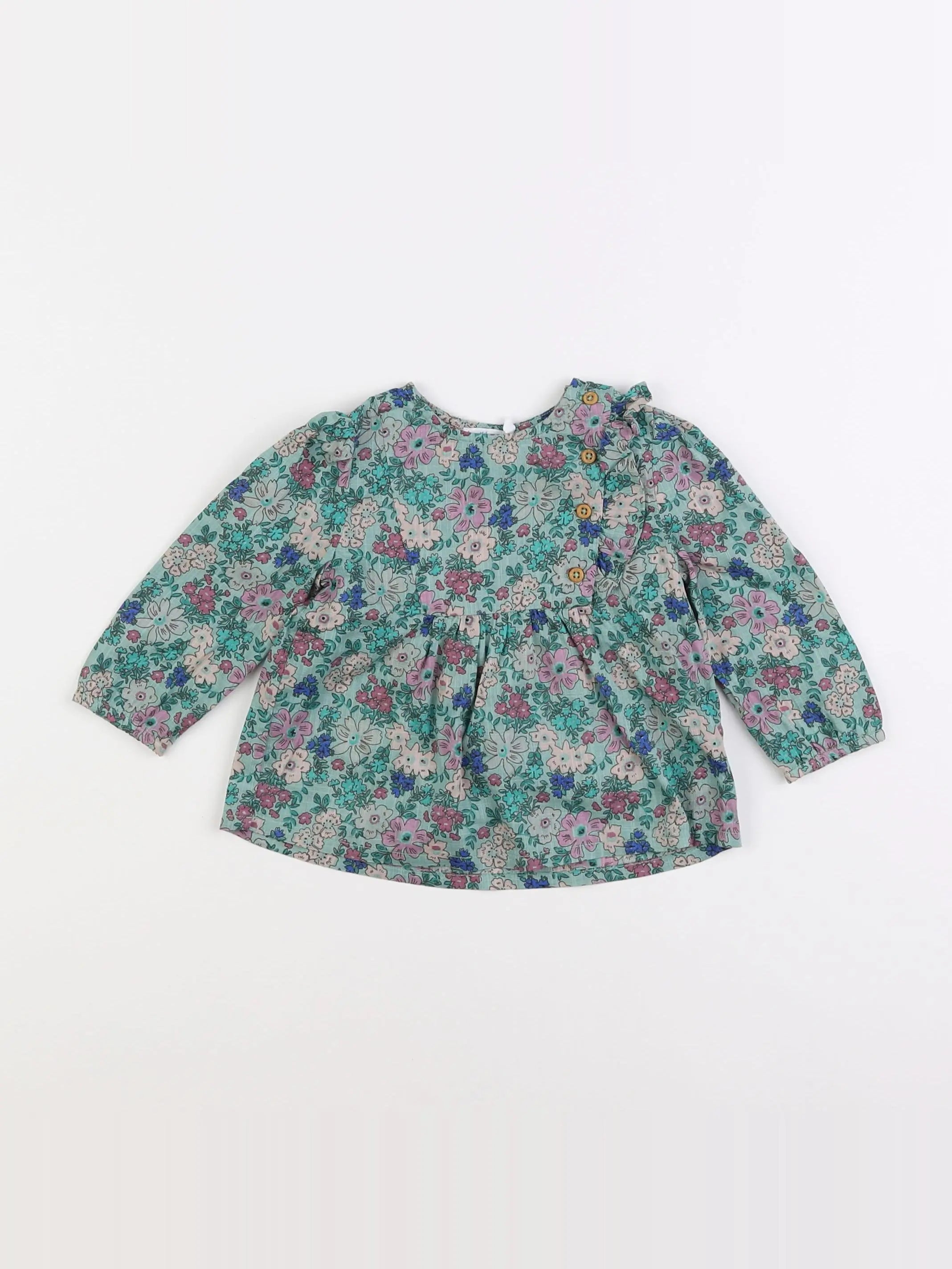Boutchou - blouse vert - 6 mois