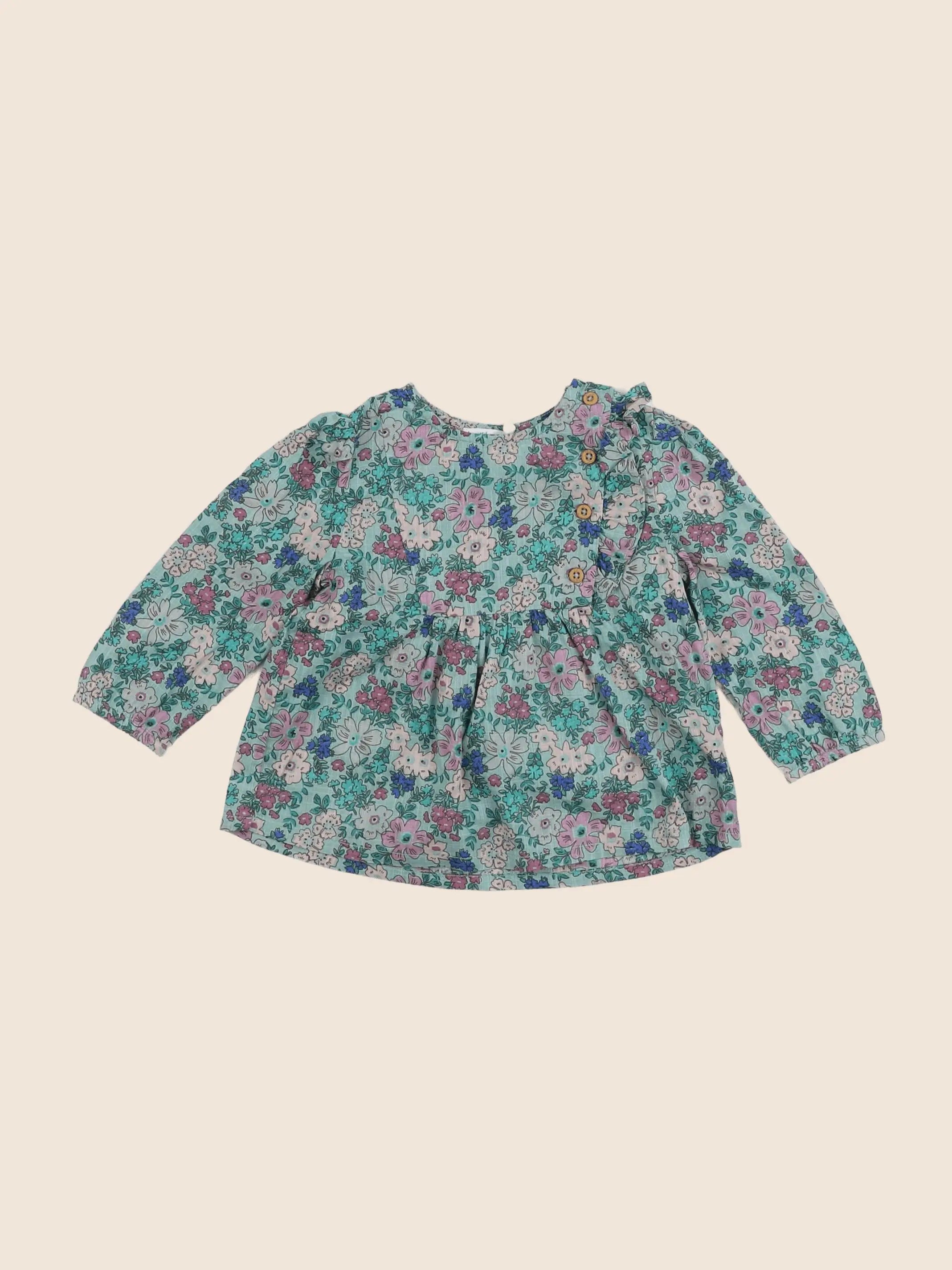 Boutchou - blouse vert - 6 mois