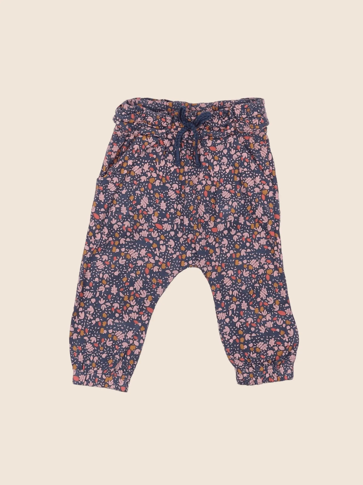 Vertbaudet - pantalon bleu, rose - 6 mois