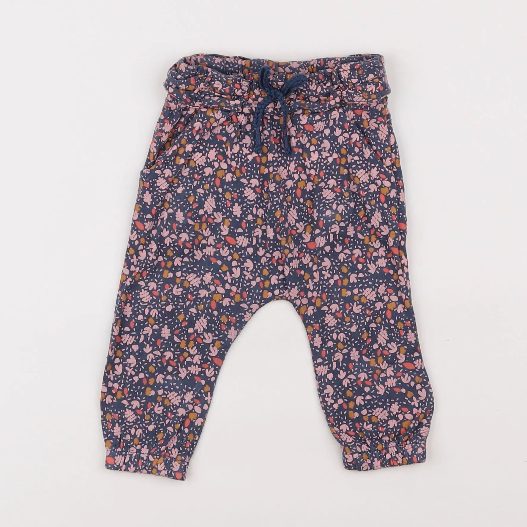 Vertbaudet - pantalon bleu, rose - 6 mois