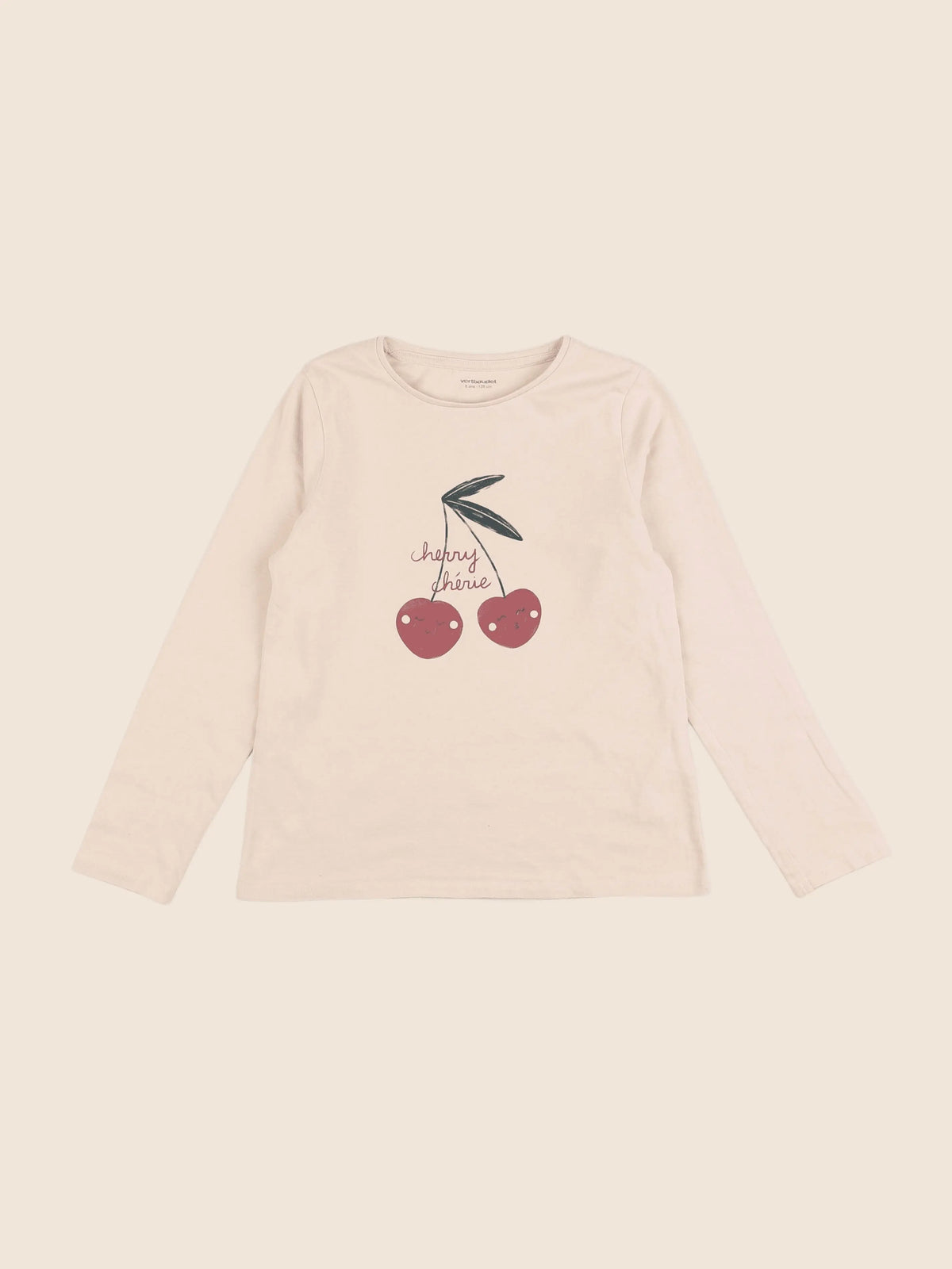 Vertbaudet - tee-shirt beige - 8 ans
