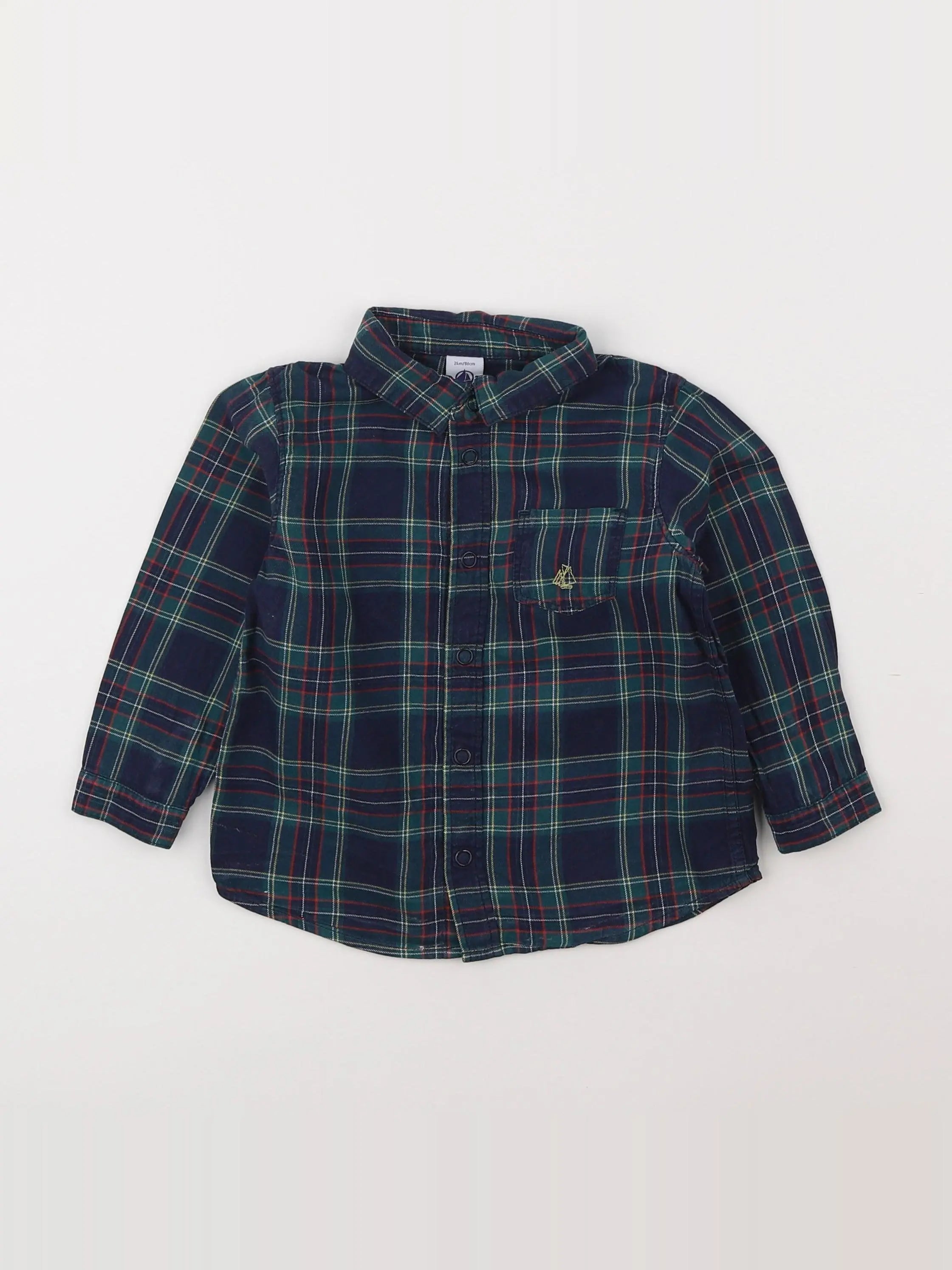 Petit Bateau - chemise multicolore - 2 ans