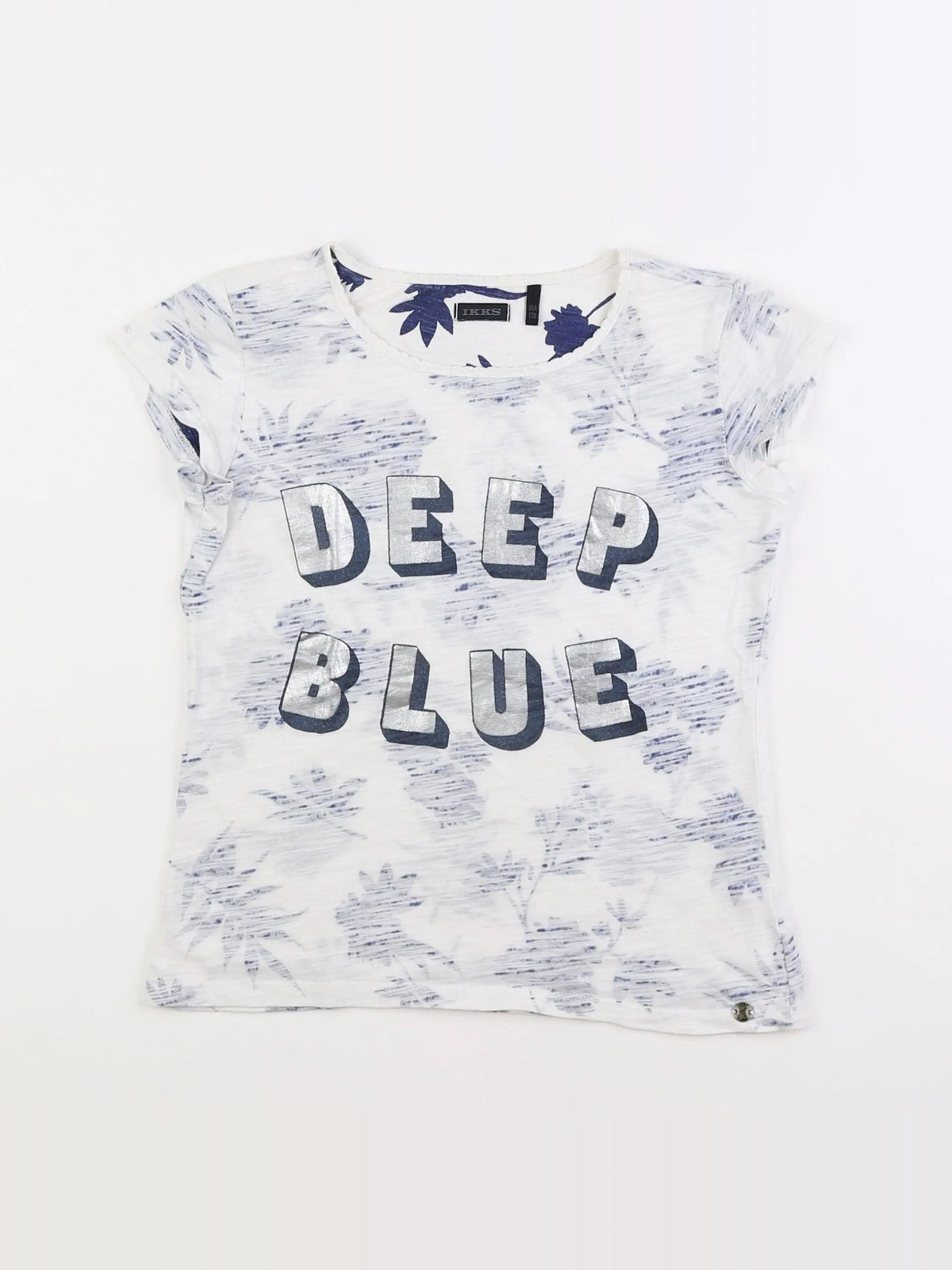 IKKS - tee-shirt blanc, bleu - 10 ans