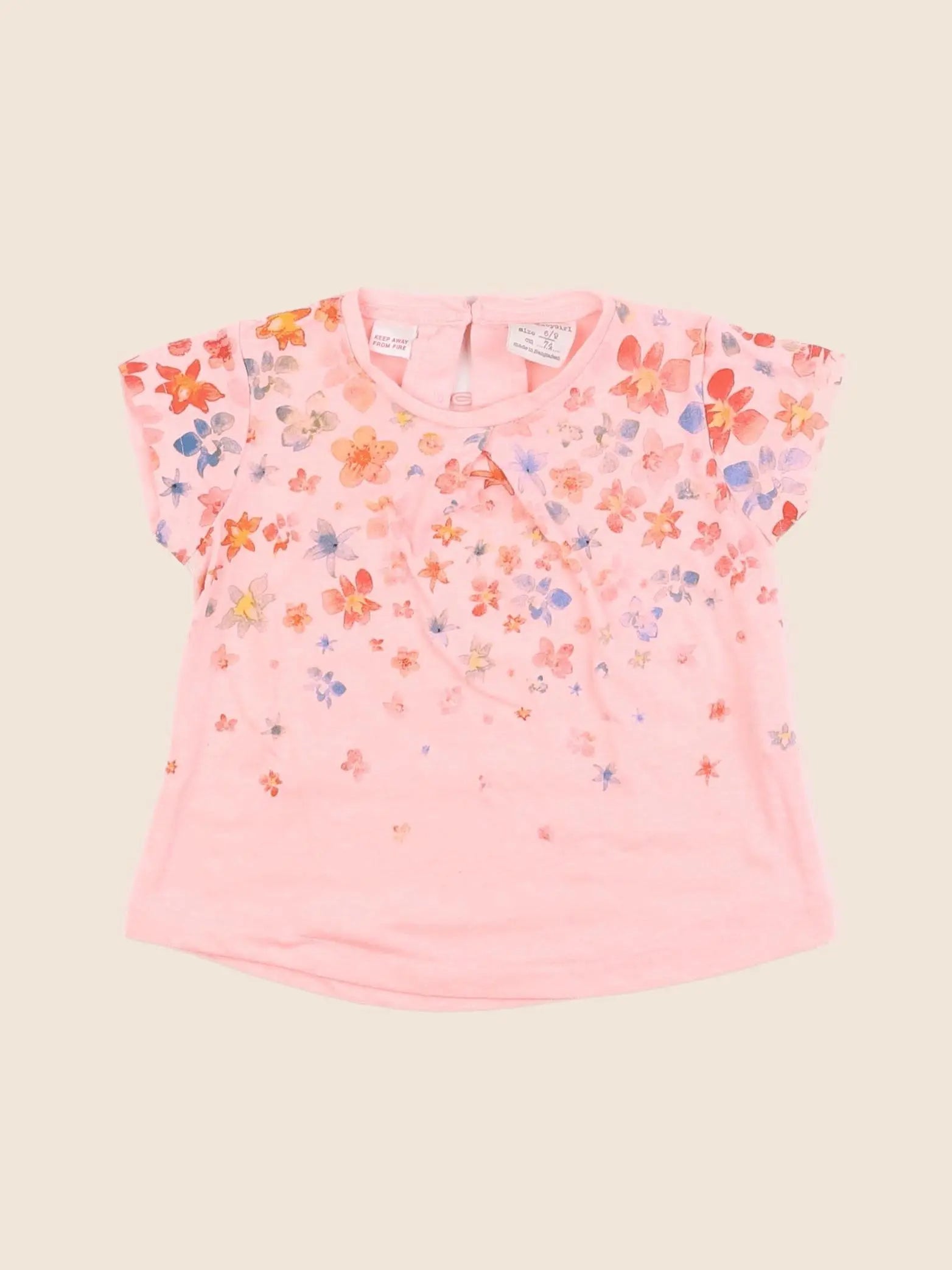 Zara - tee-shirt rose - 6/9 mois