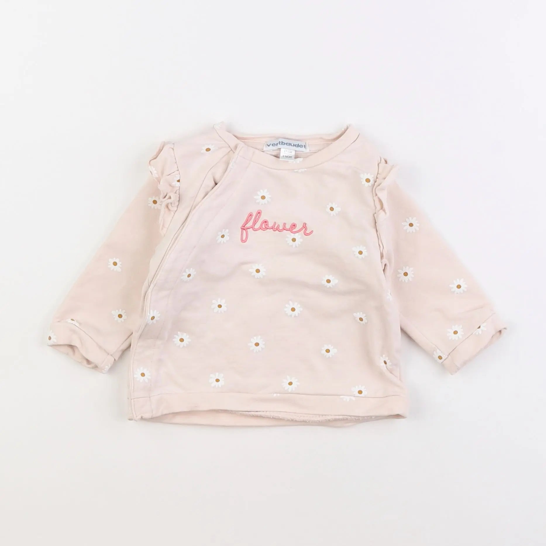 Vertbaudet - sweat rose - 6 mois