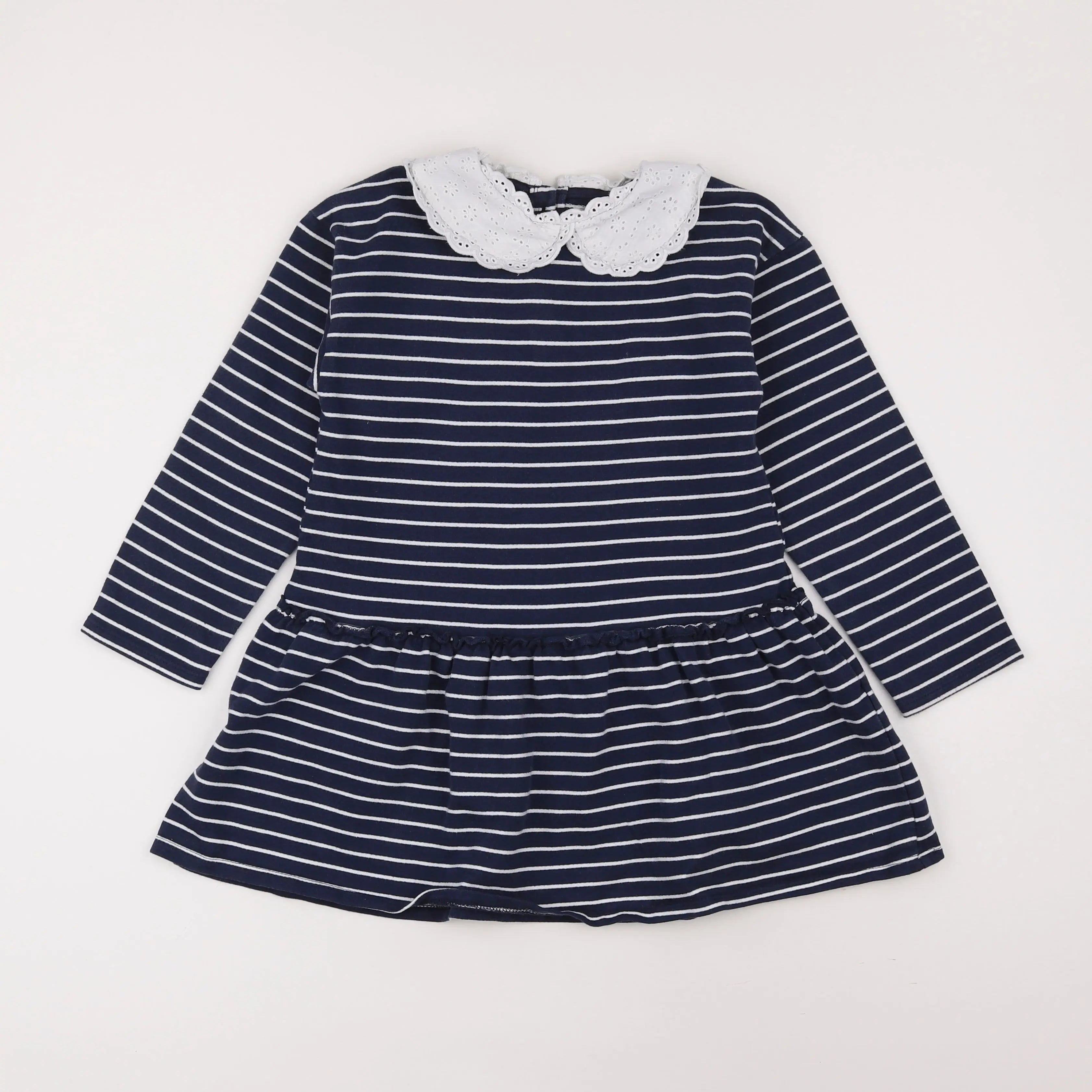 Vertbaudet - robe bleu, blanc - 8 ans