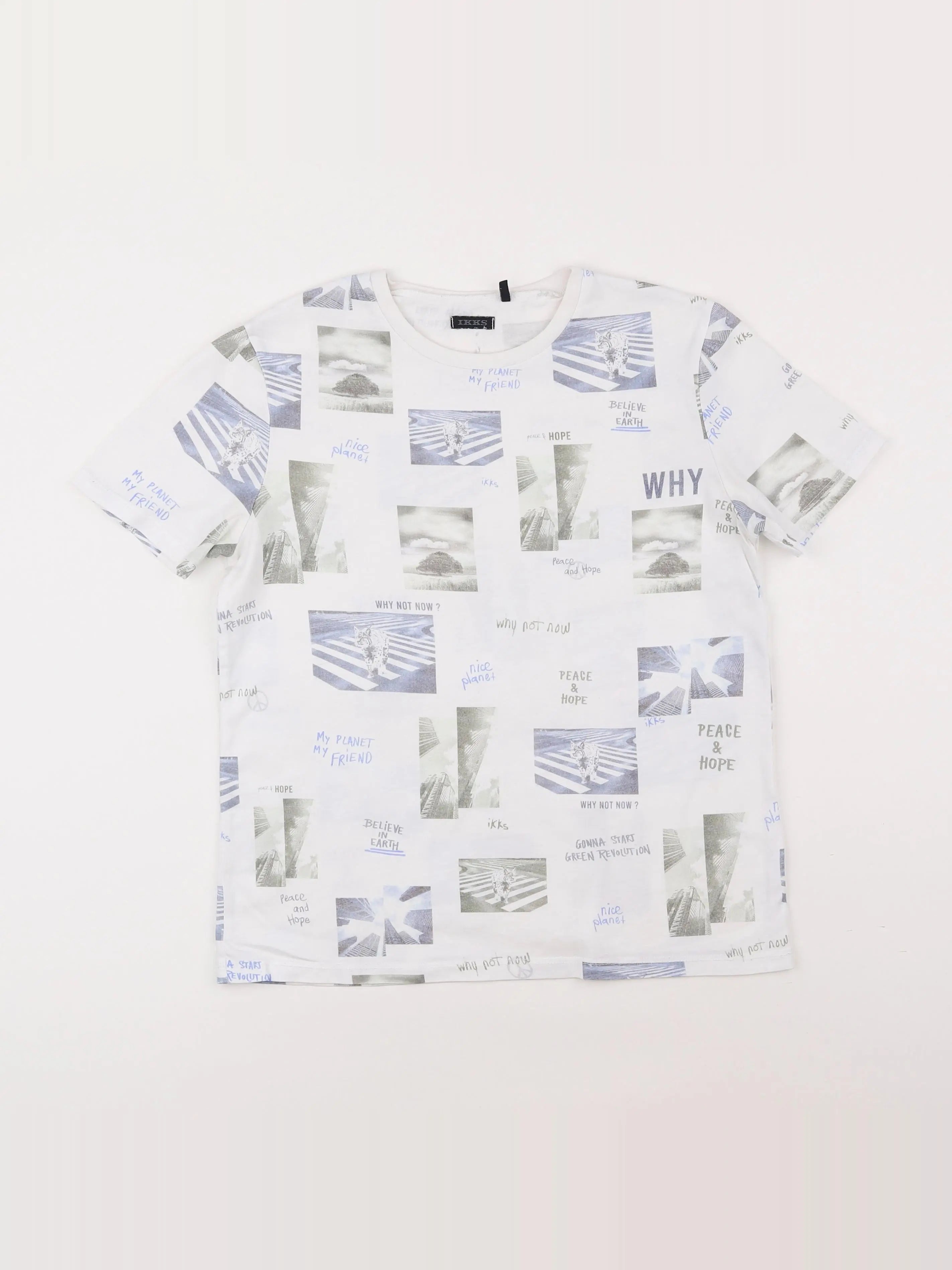IKKS - tee-shirt beige, bleu - 12 ans