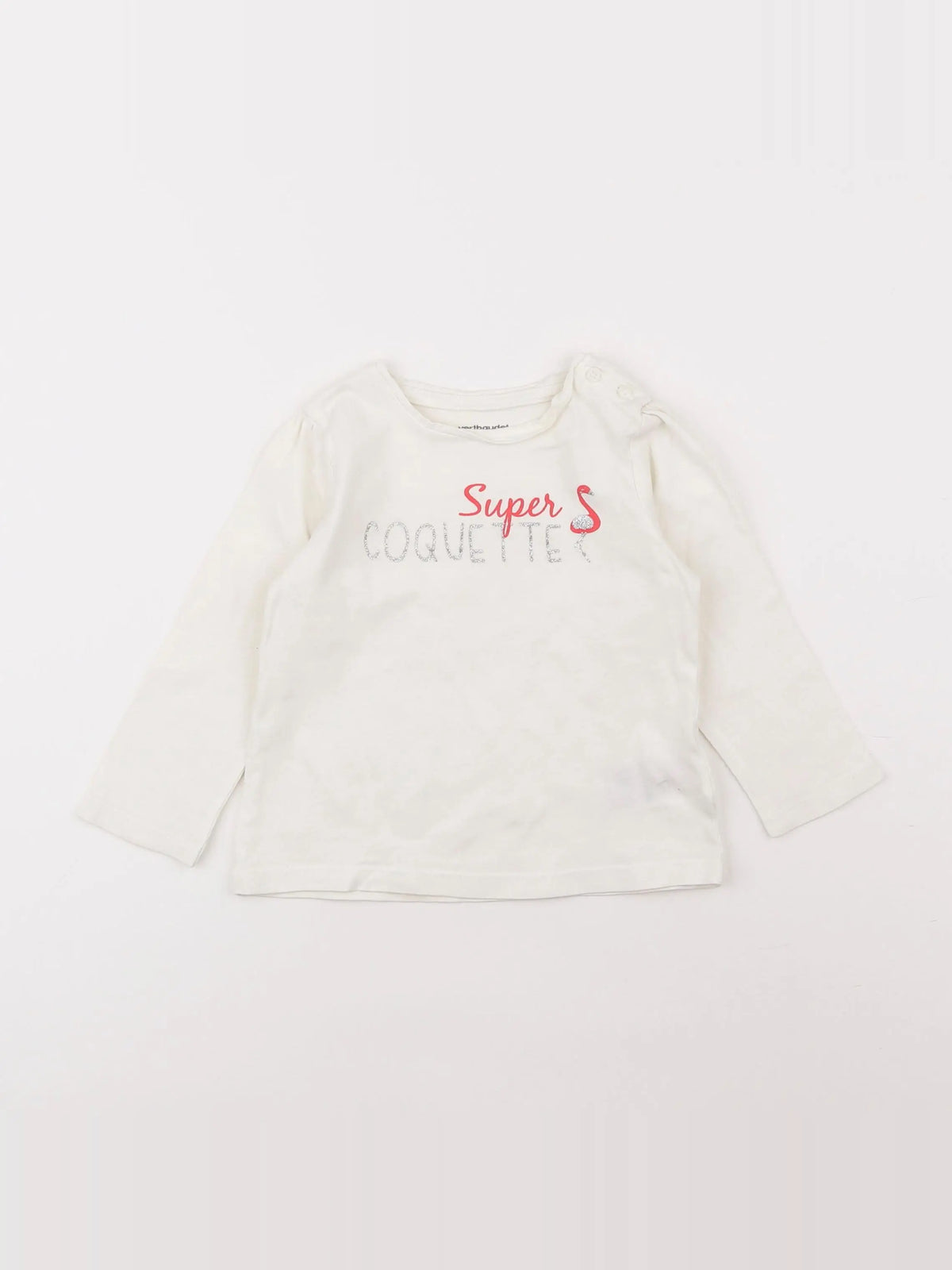 Vertbaudet - tee-shirt blanc, argent - 18 mois