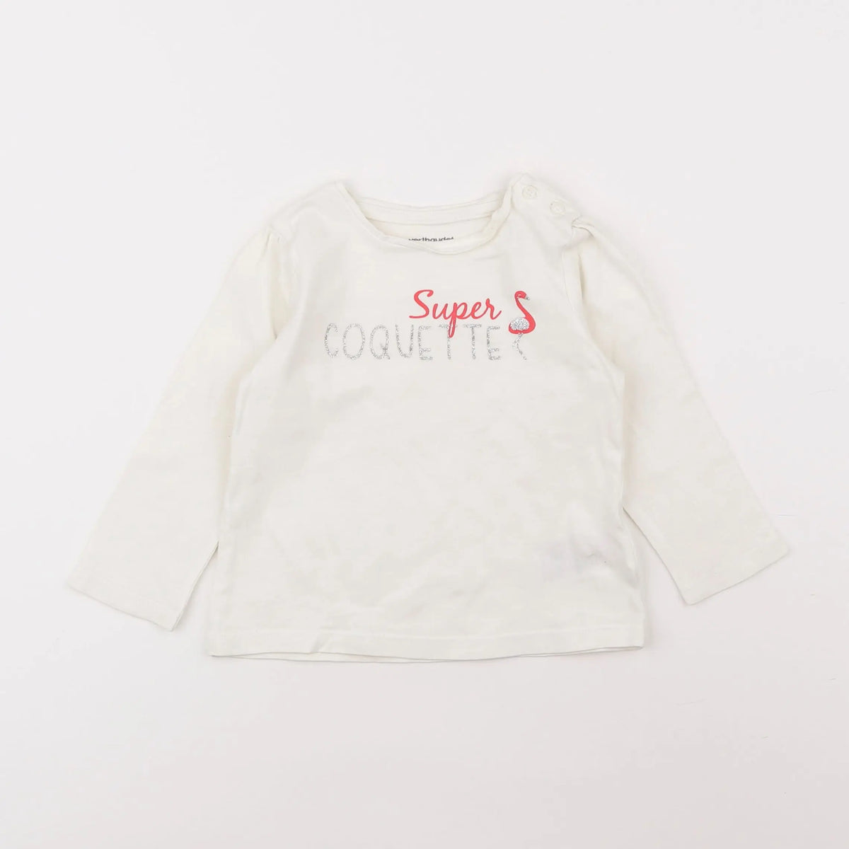 Vertbaudet - tee-shirt blanc, argent - 18 mois