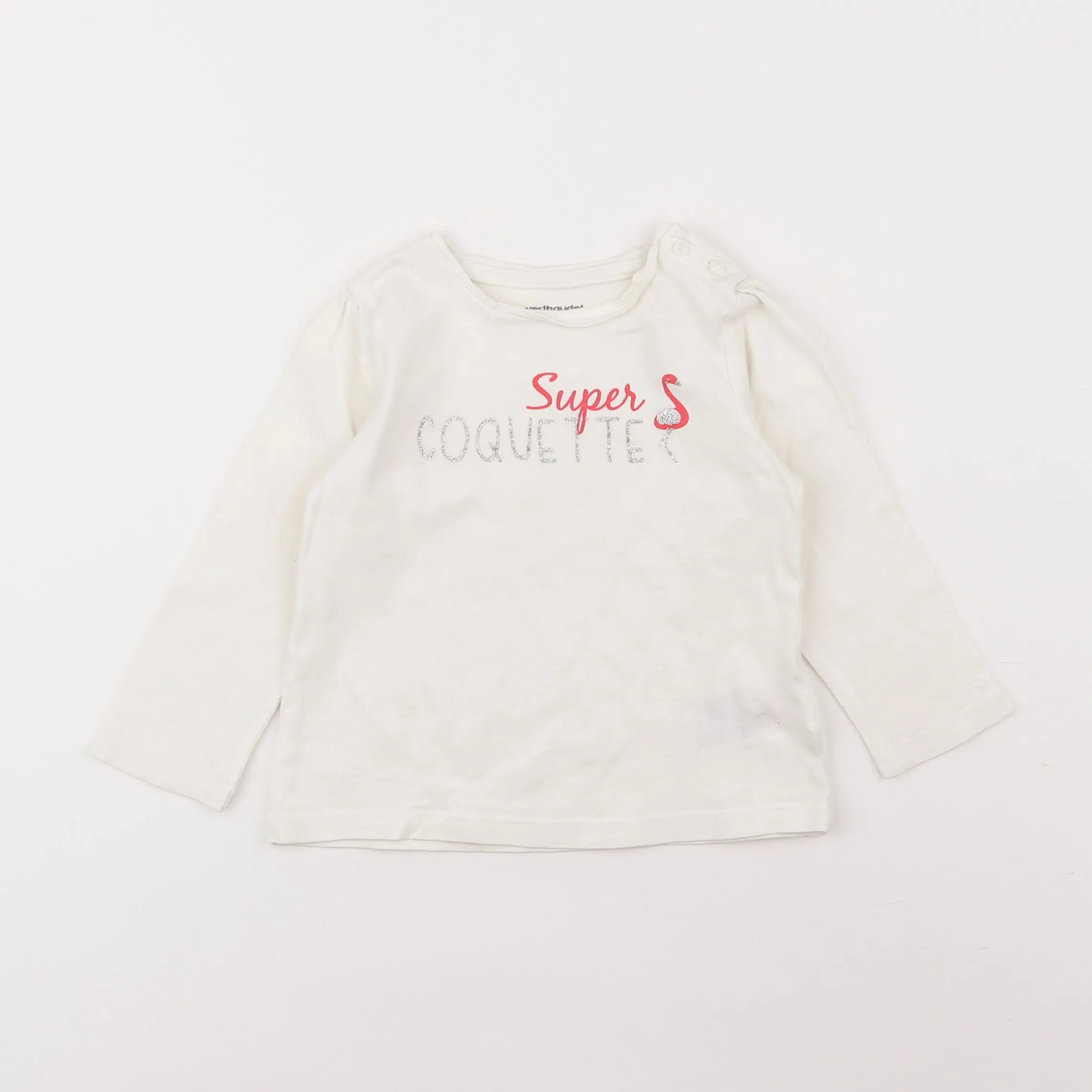 Vertbaudet - tee-shirt blanc, argent - 18 mois