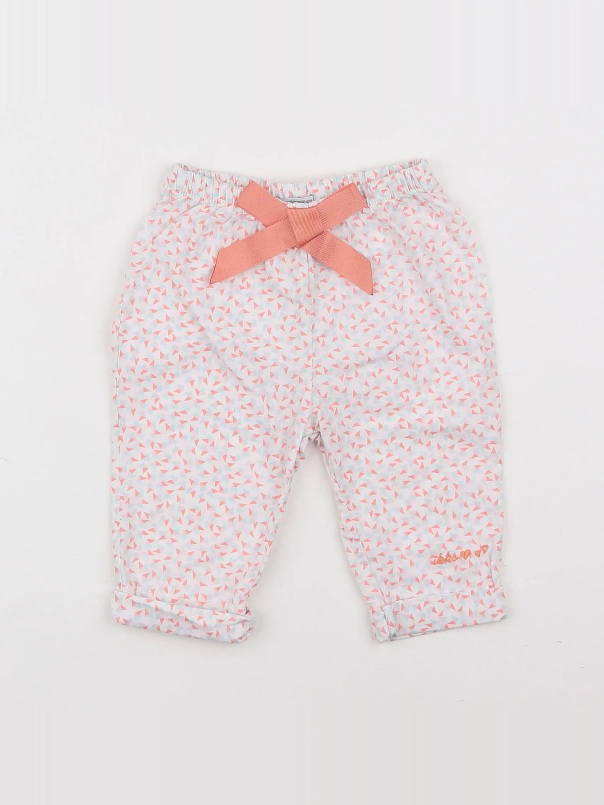 IKKS - pantalon blanc, rose - 6 mois