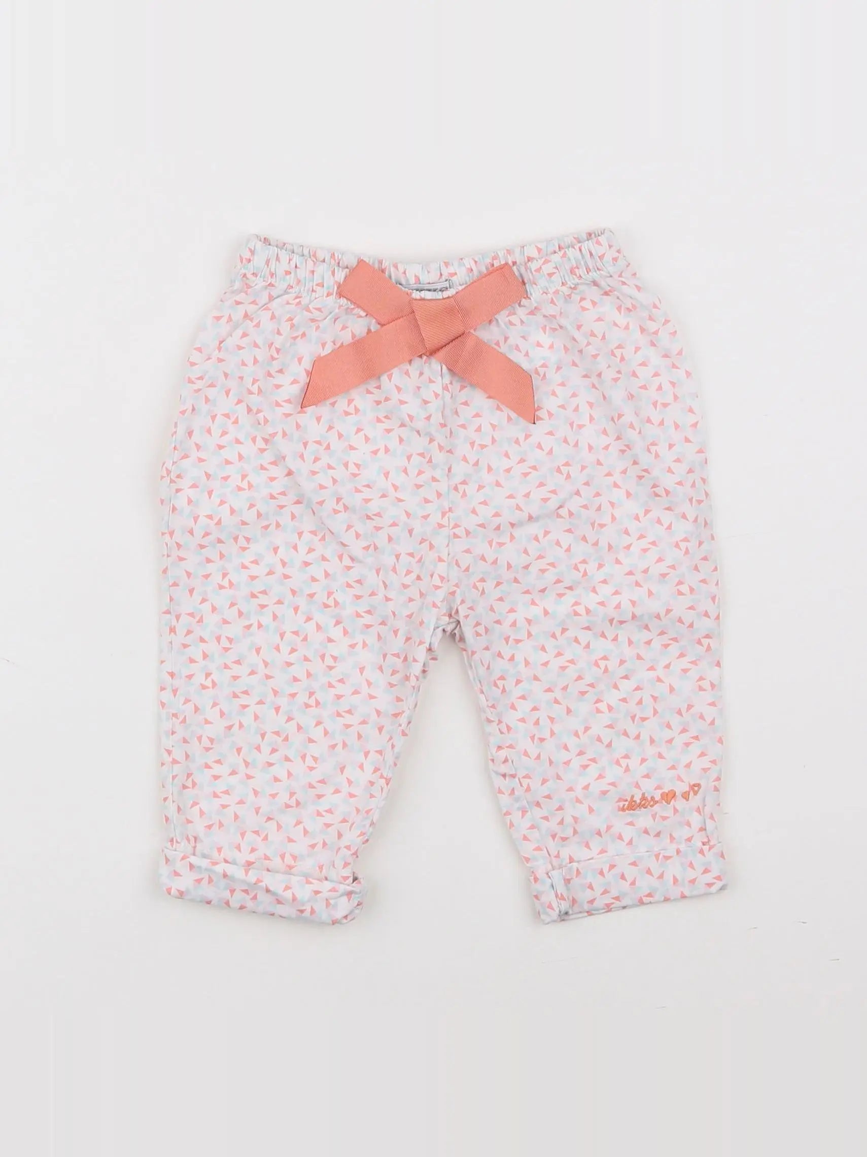 IKKS - pantalon blanc, rose - 6 mois