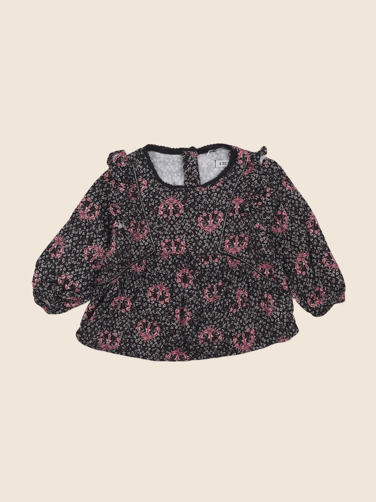 IKKS - blouse noir, rose - 6 mois