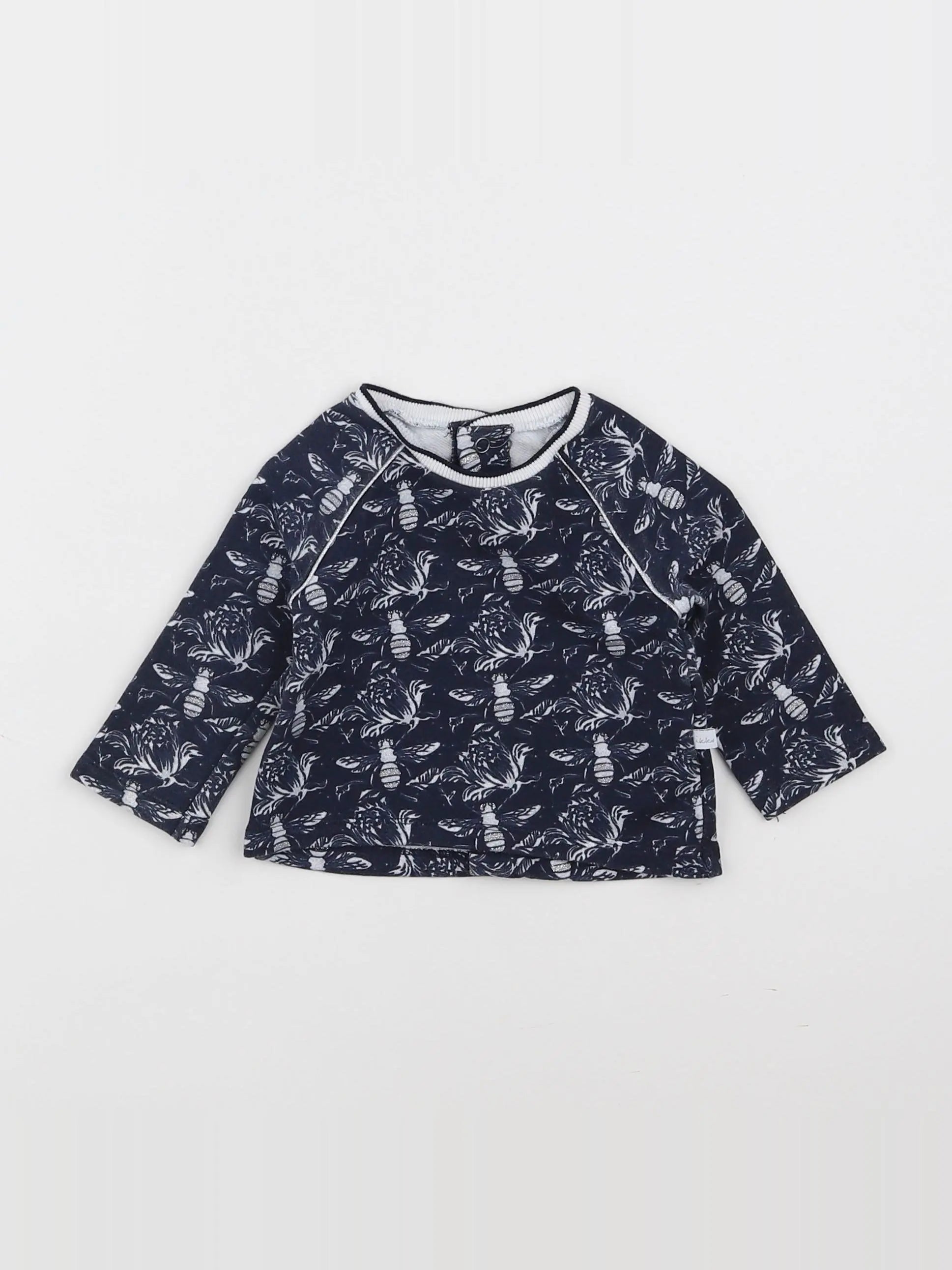 IKKS - sweat bleu, blanc - 3 mois