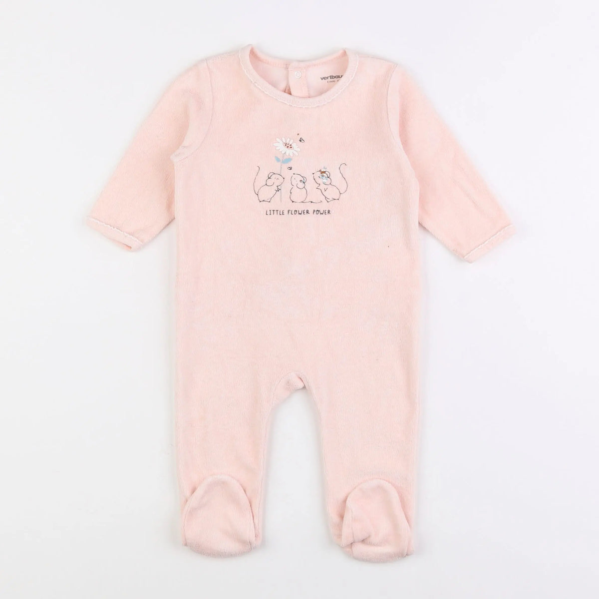 Vertbaudet - pyjama velours rose - 6 mois