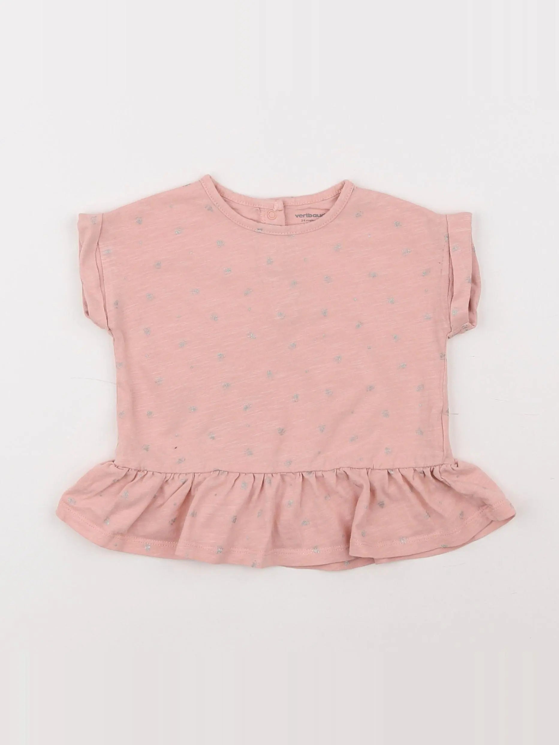 Vertbaudet - tee-shirt rose, argent - 2 ans