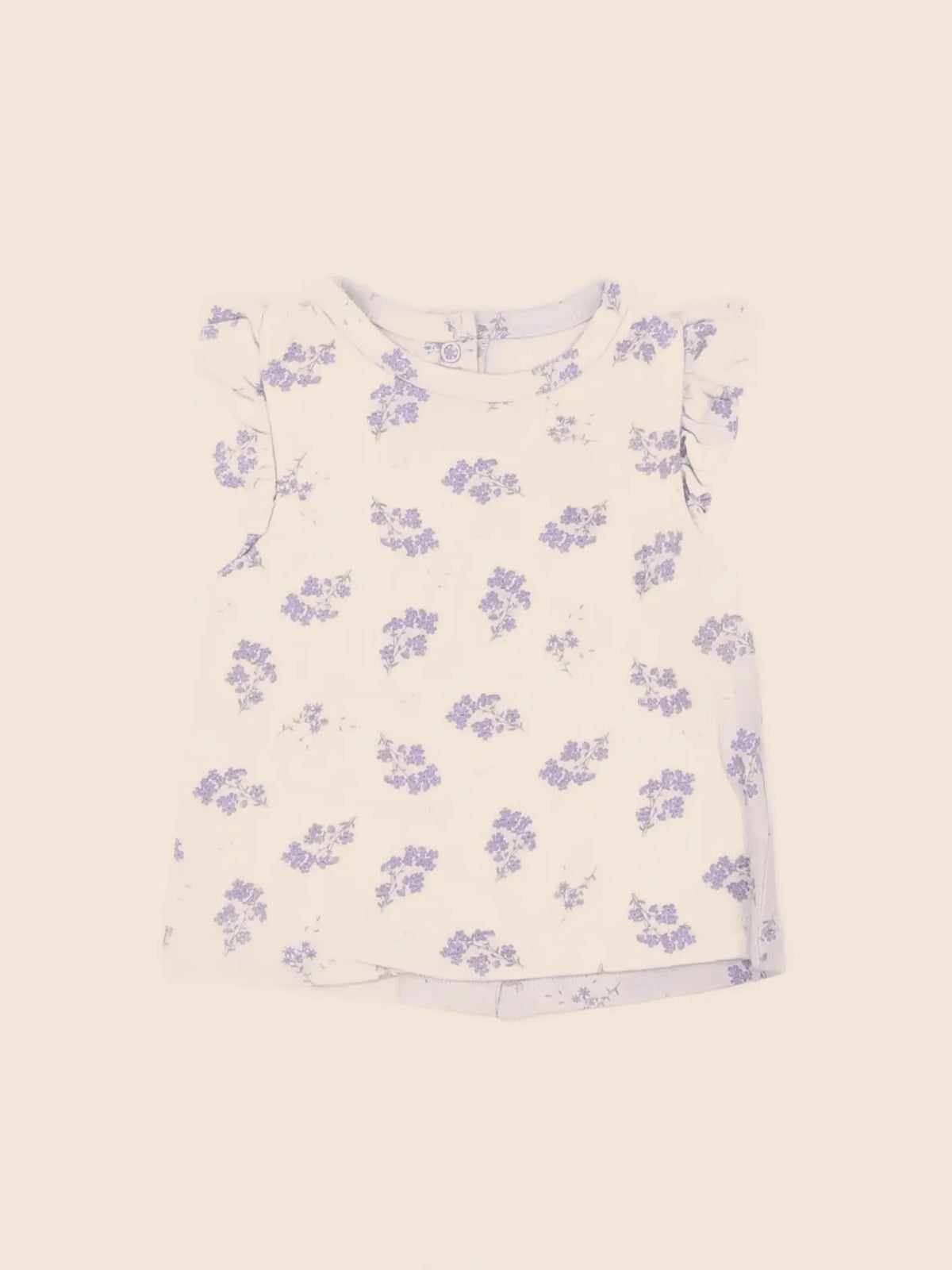 Vertbaudet - tee-shirt beige, violet - 3 mois