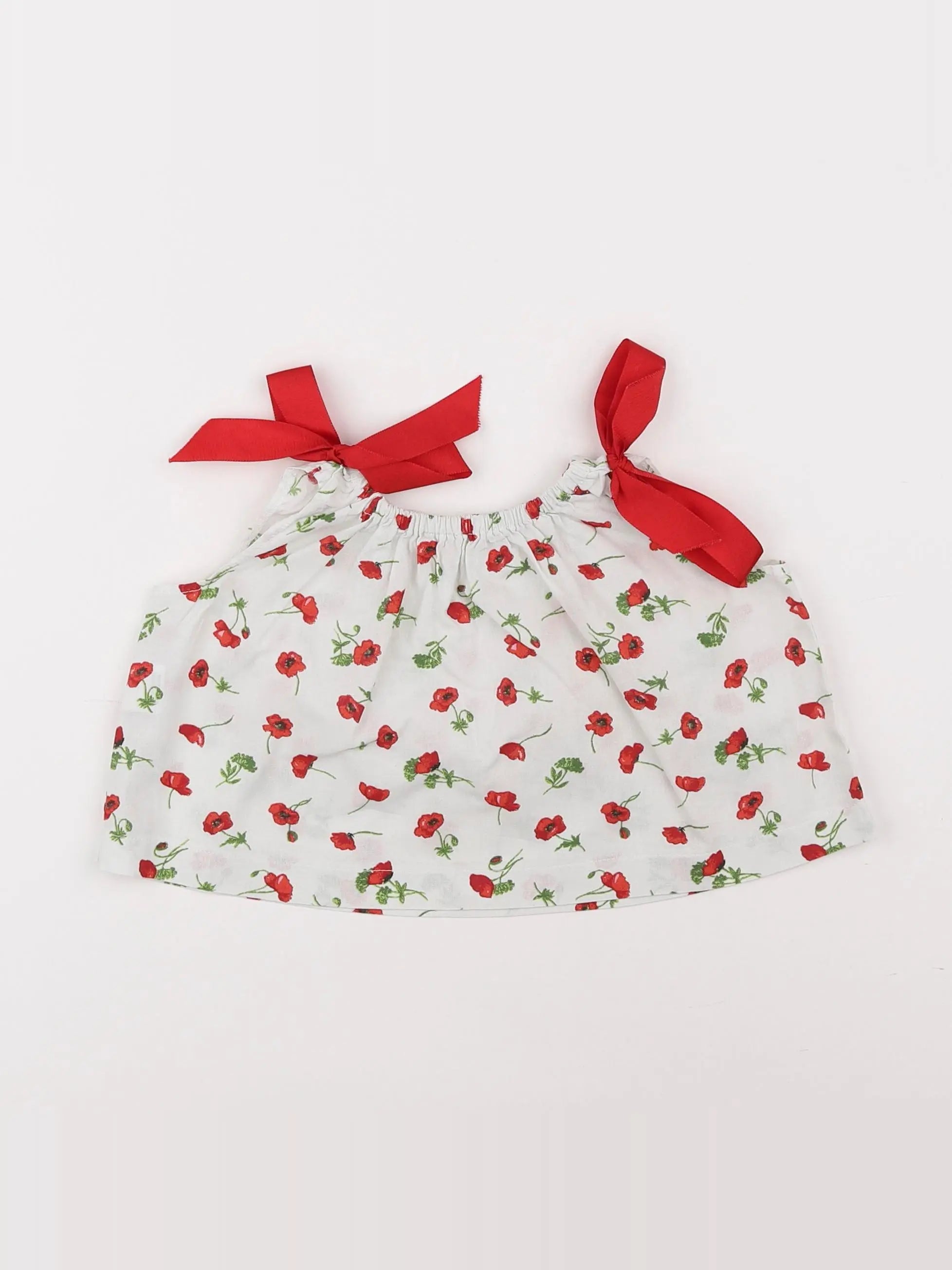 Lola Palacios - blouse beige, rouge - 6 mois