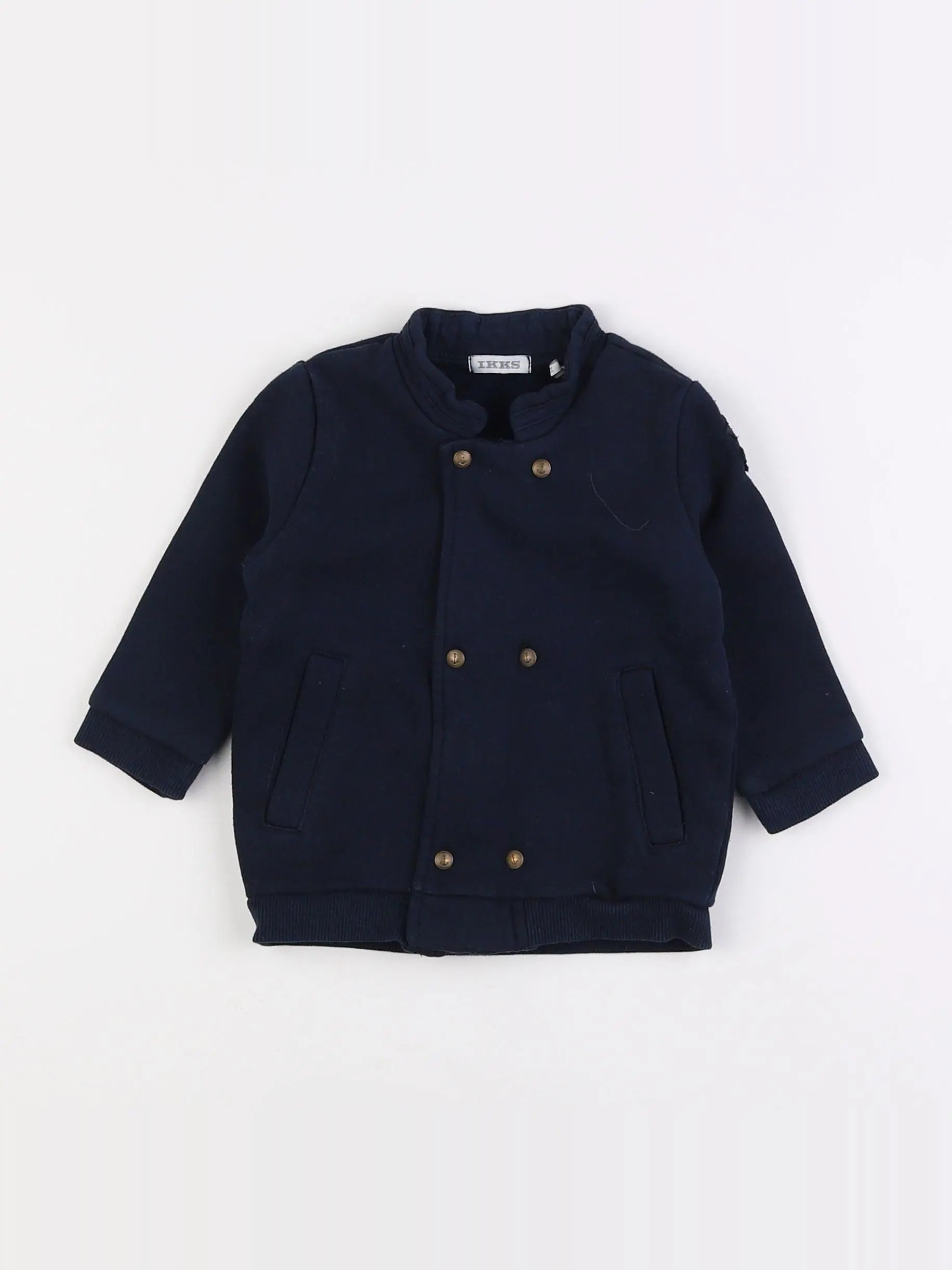 IKKS - veste doublé, imprimé au dos bleu - 12 mois