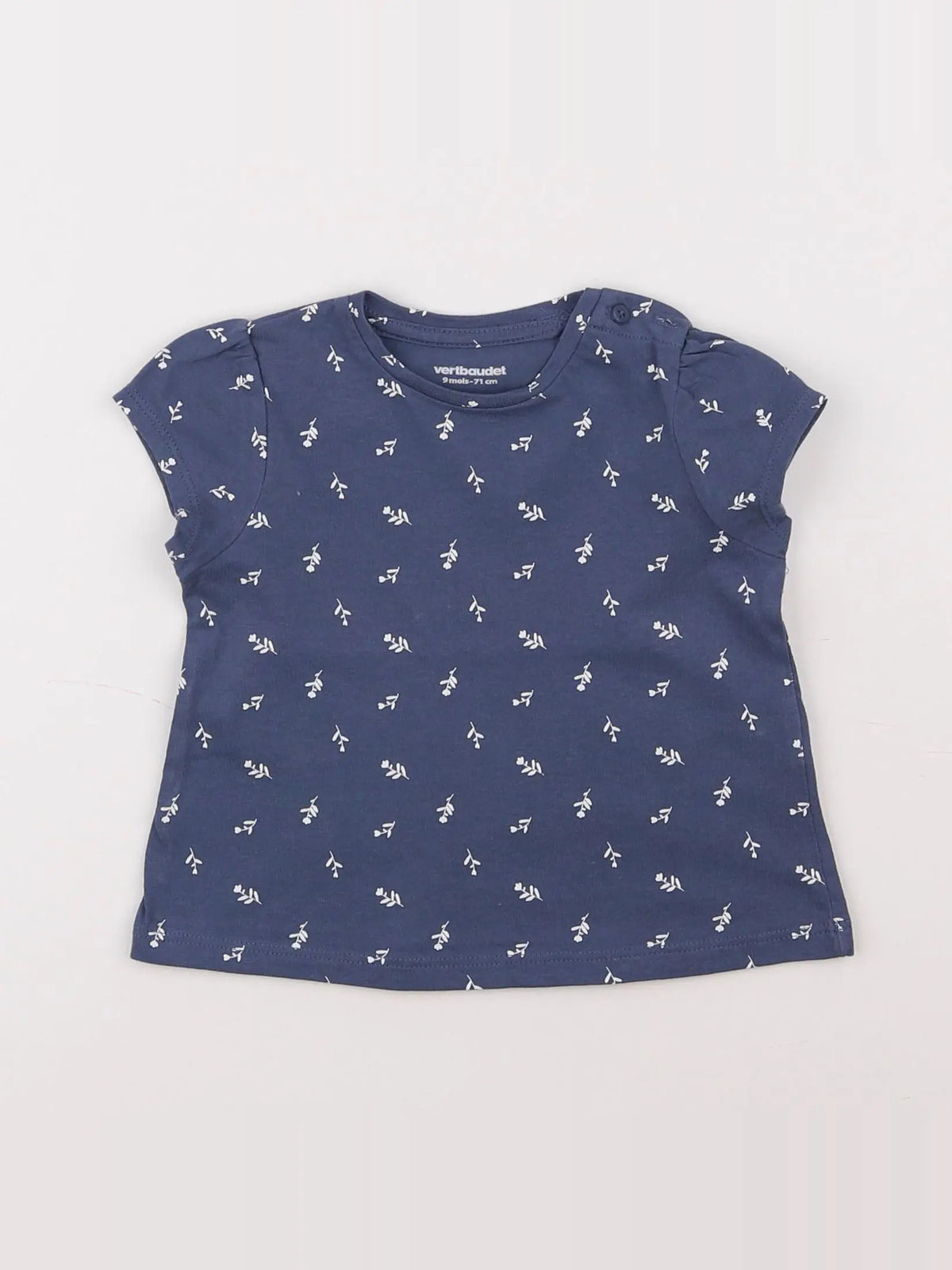 Vertbaudet - tee-shirt bleu, blanc - 9 mois
