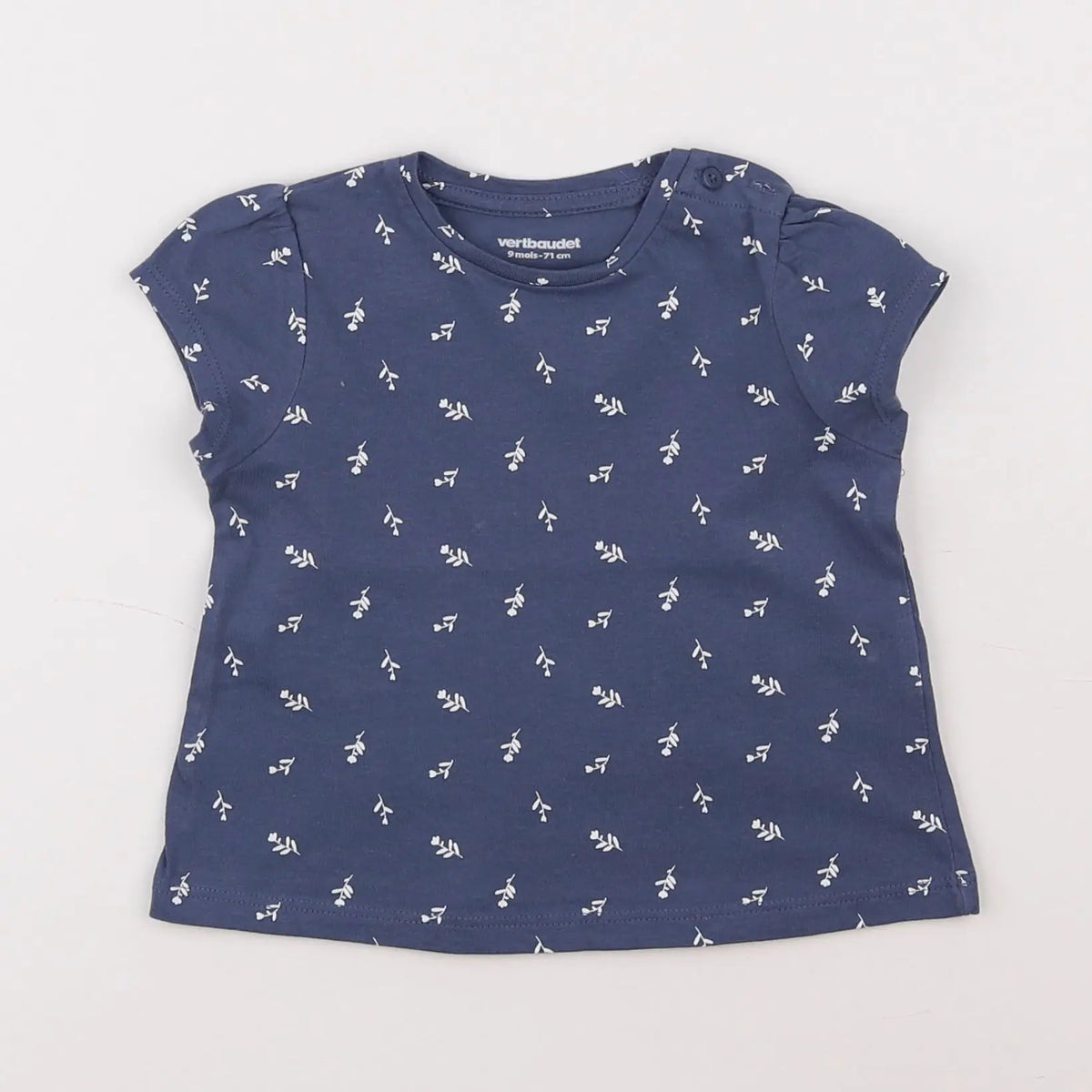 Vertbaudet - tee-shirt bleu, blanc - 9 mois