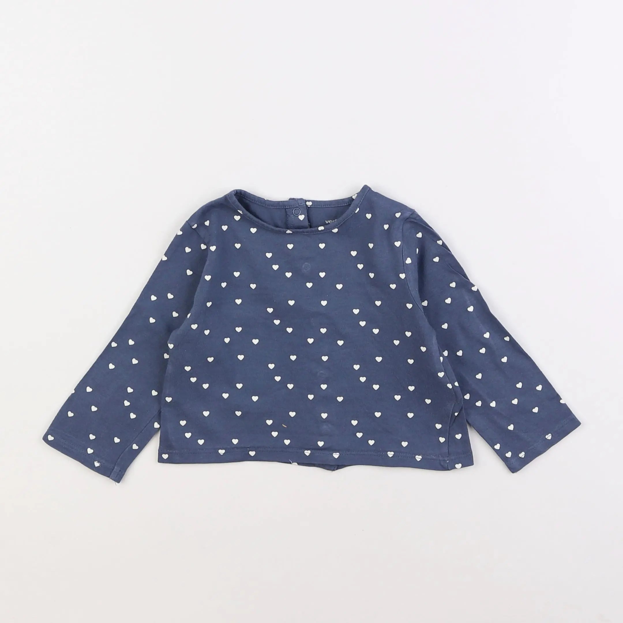 Vertbaudet - tee-shirt bleu, blanc - 9 mois