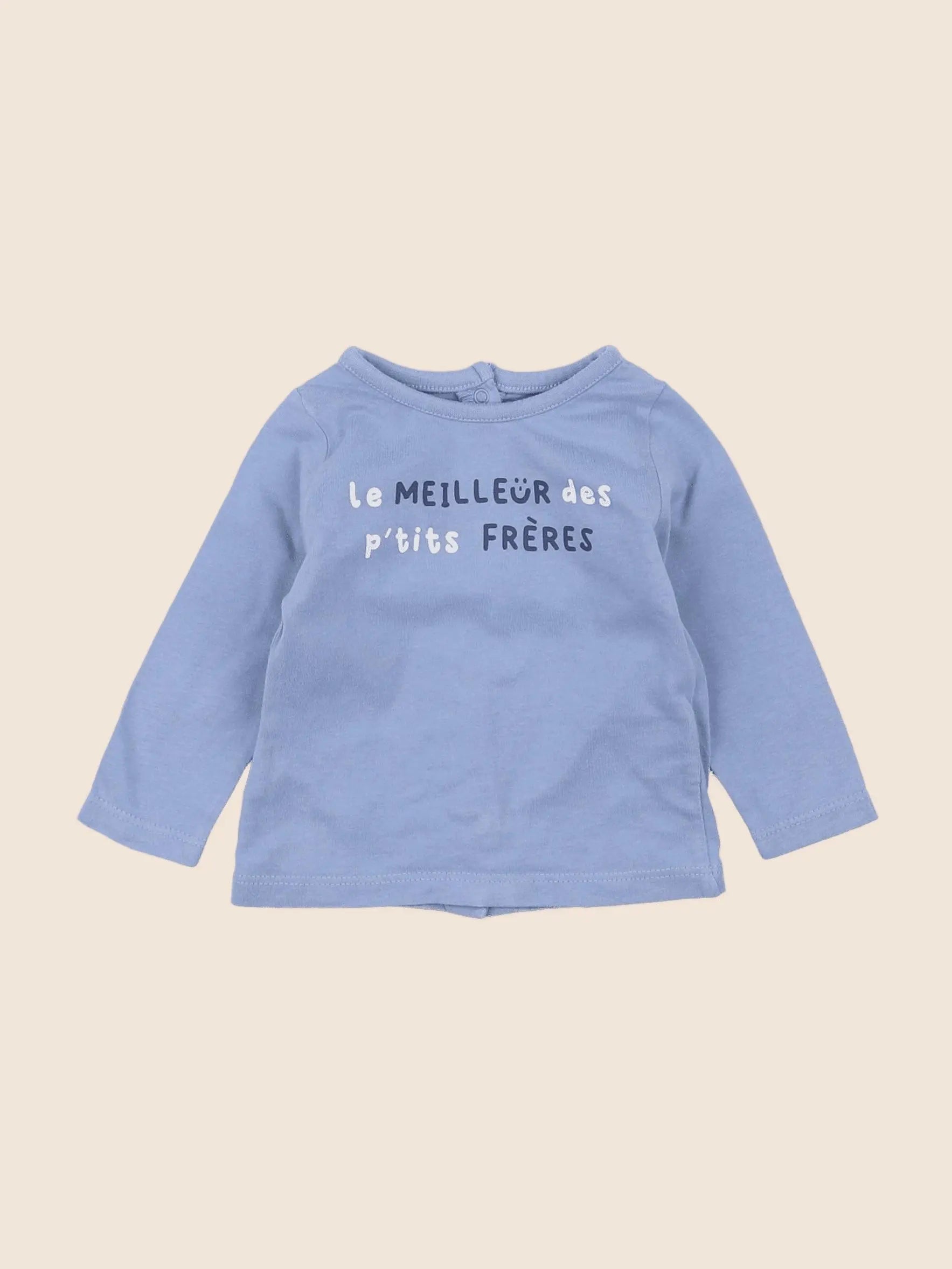 Vertbaudet - tee-shirt bleu - 3 mois