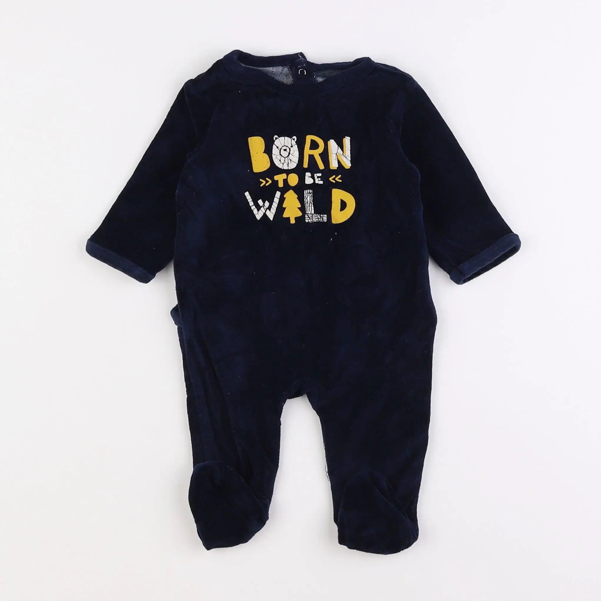 Vertbaudet - pyjama velours bleu - 3 mois