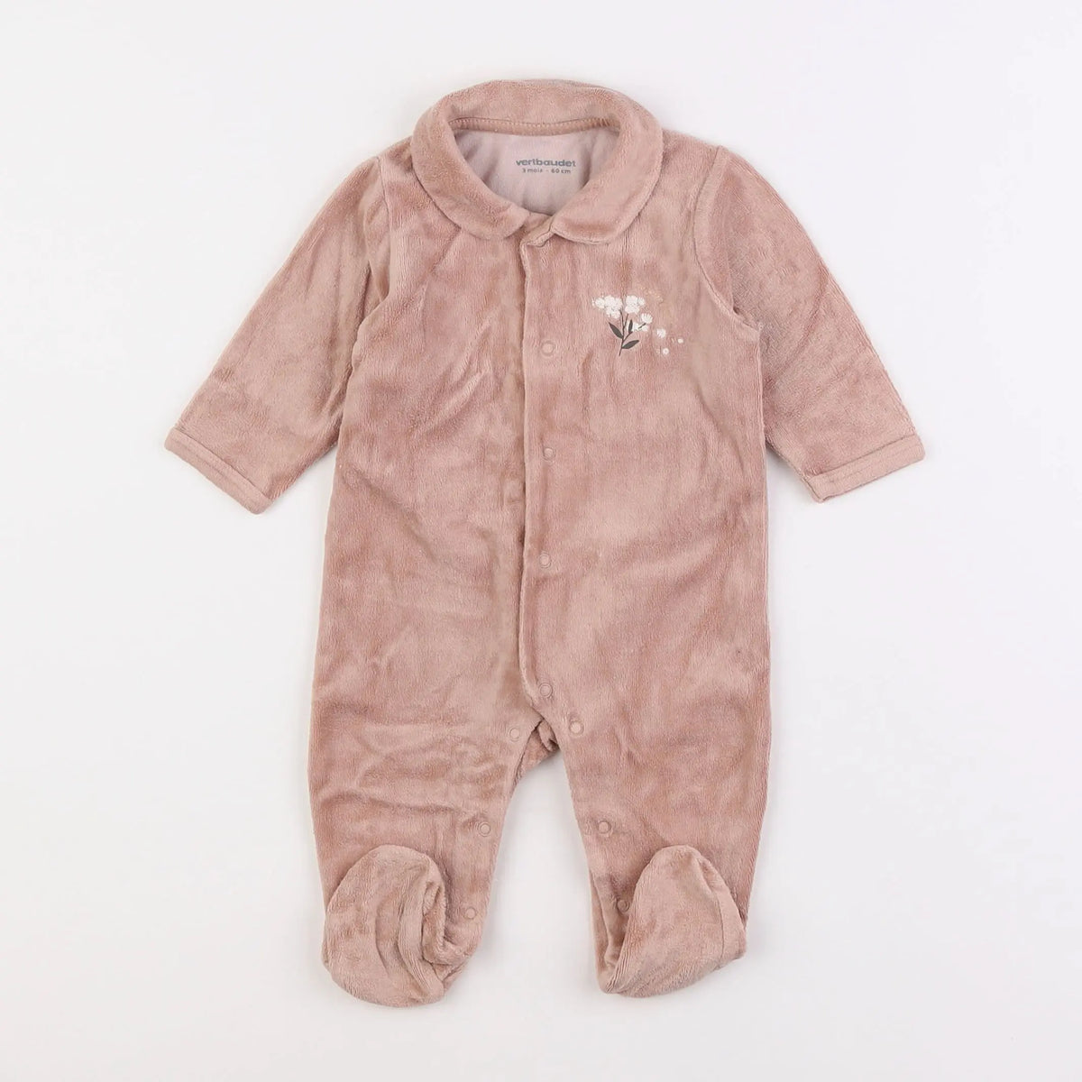 Vertbaudet - pyjama velours rose - 3 mois