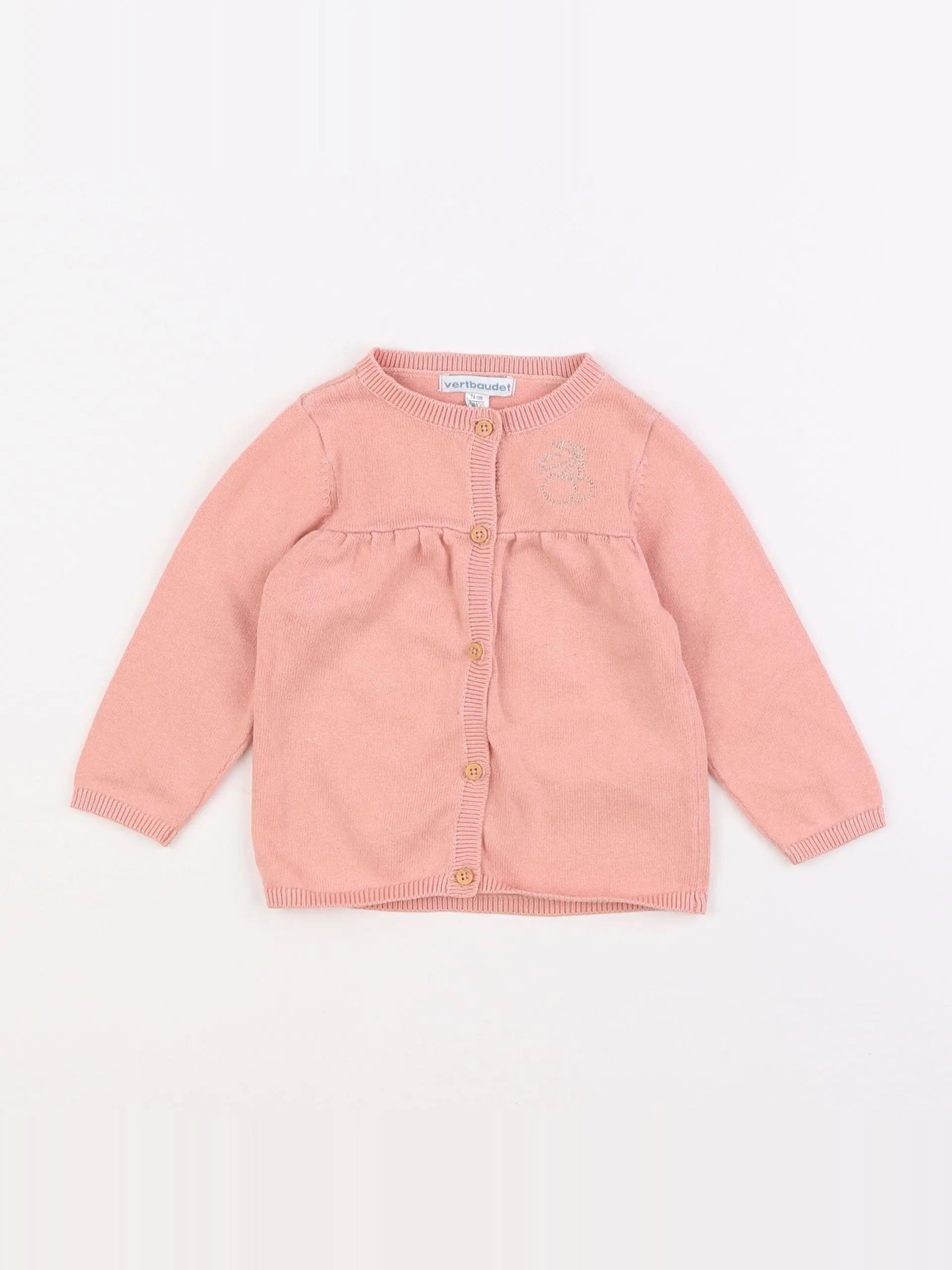 Vertbaudet - gilet rose - 12 mois