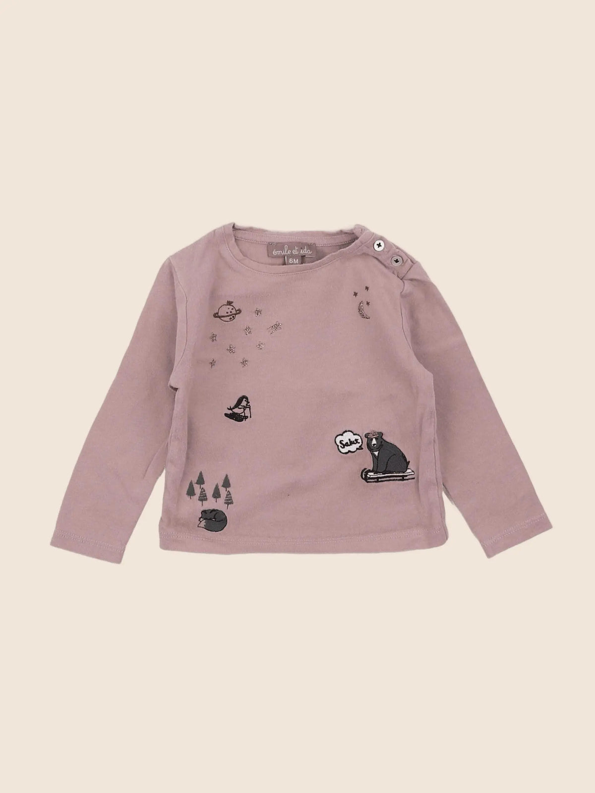 Emile et Ida - tee-shirt rose - 6 mois