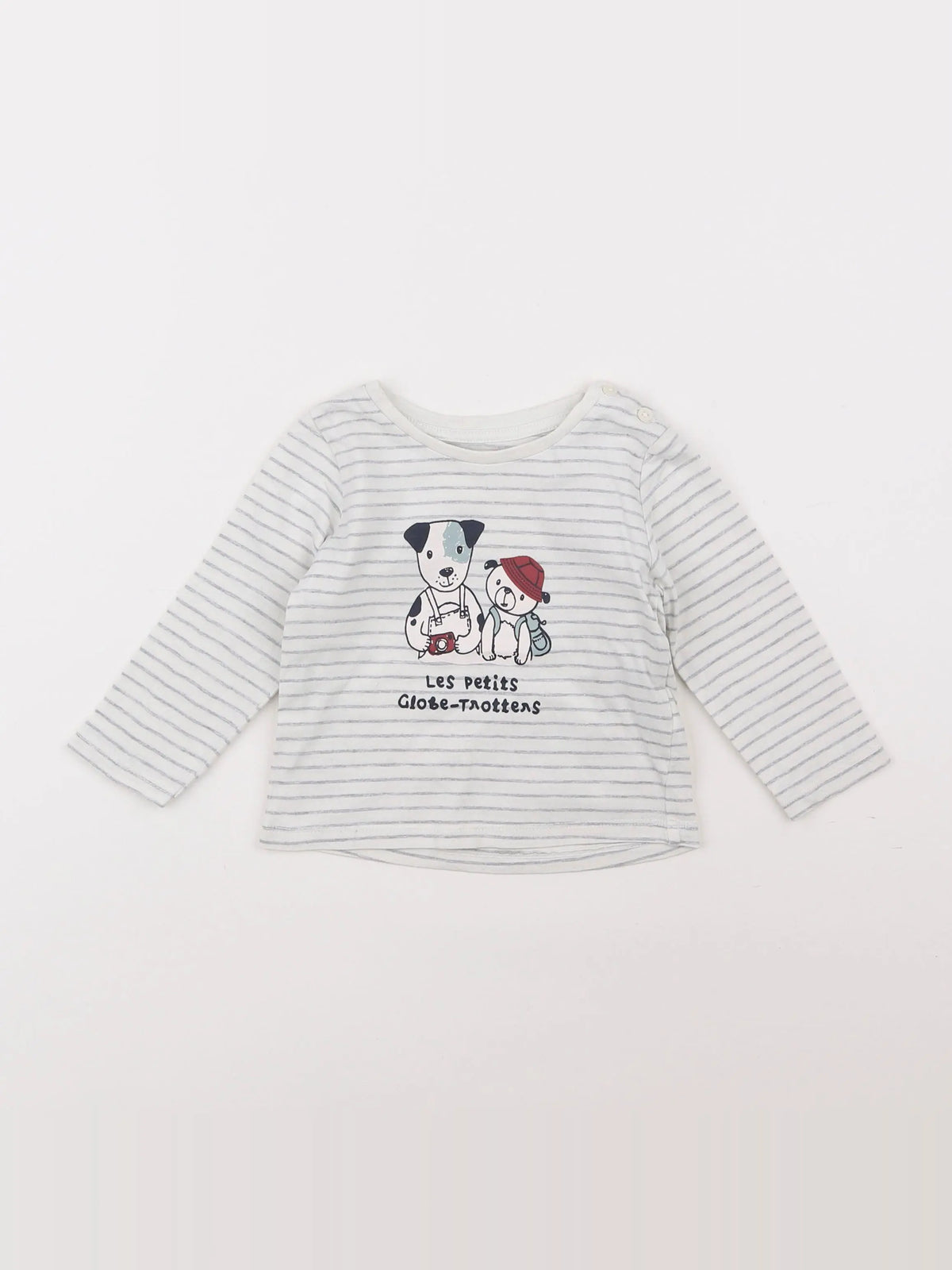Vertbaudet - tee-shirt blanc, gris - 9 mois