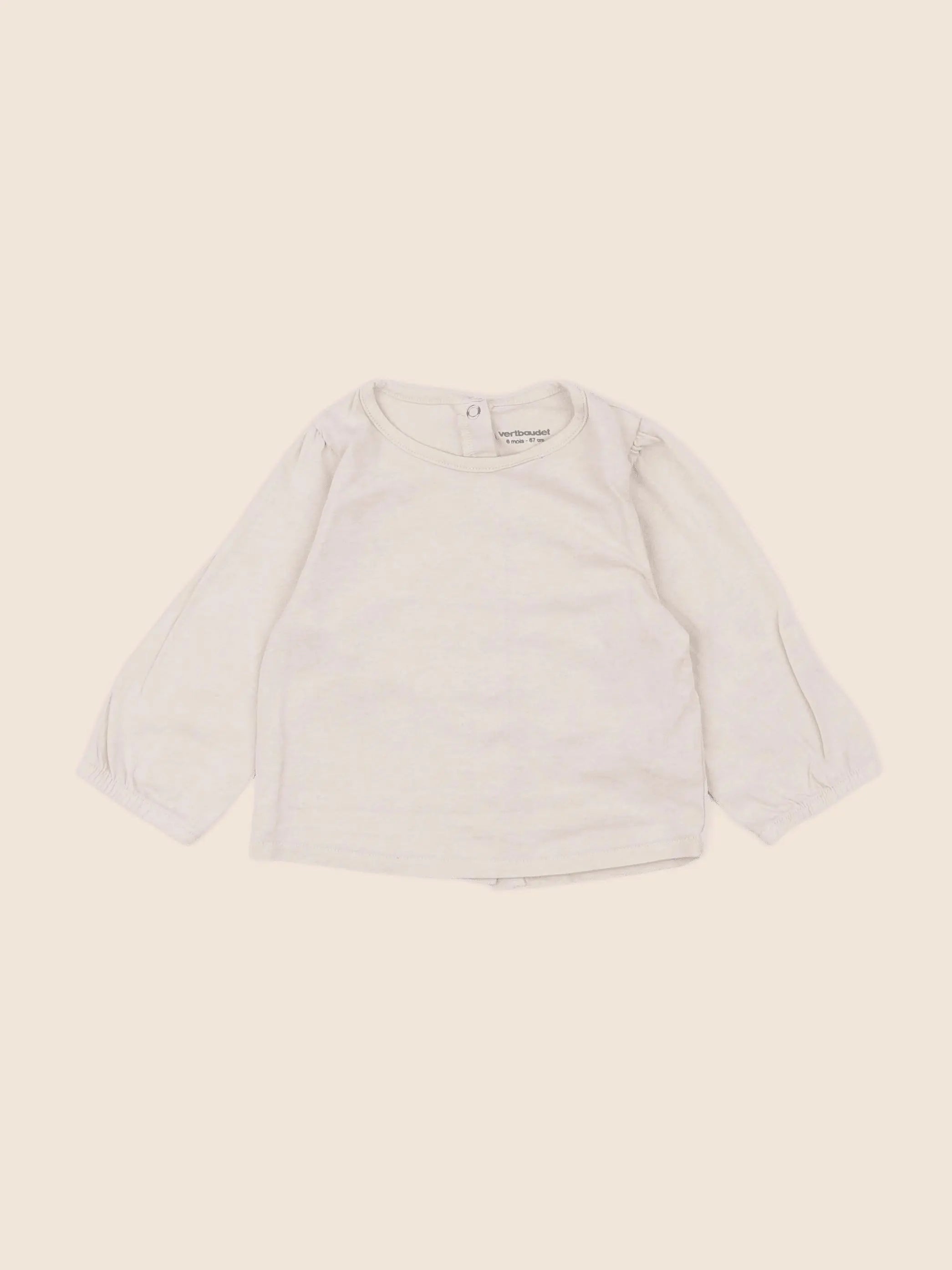 Vertbaudet - tee-shirt beige - 6 mois